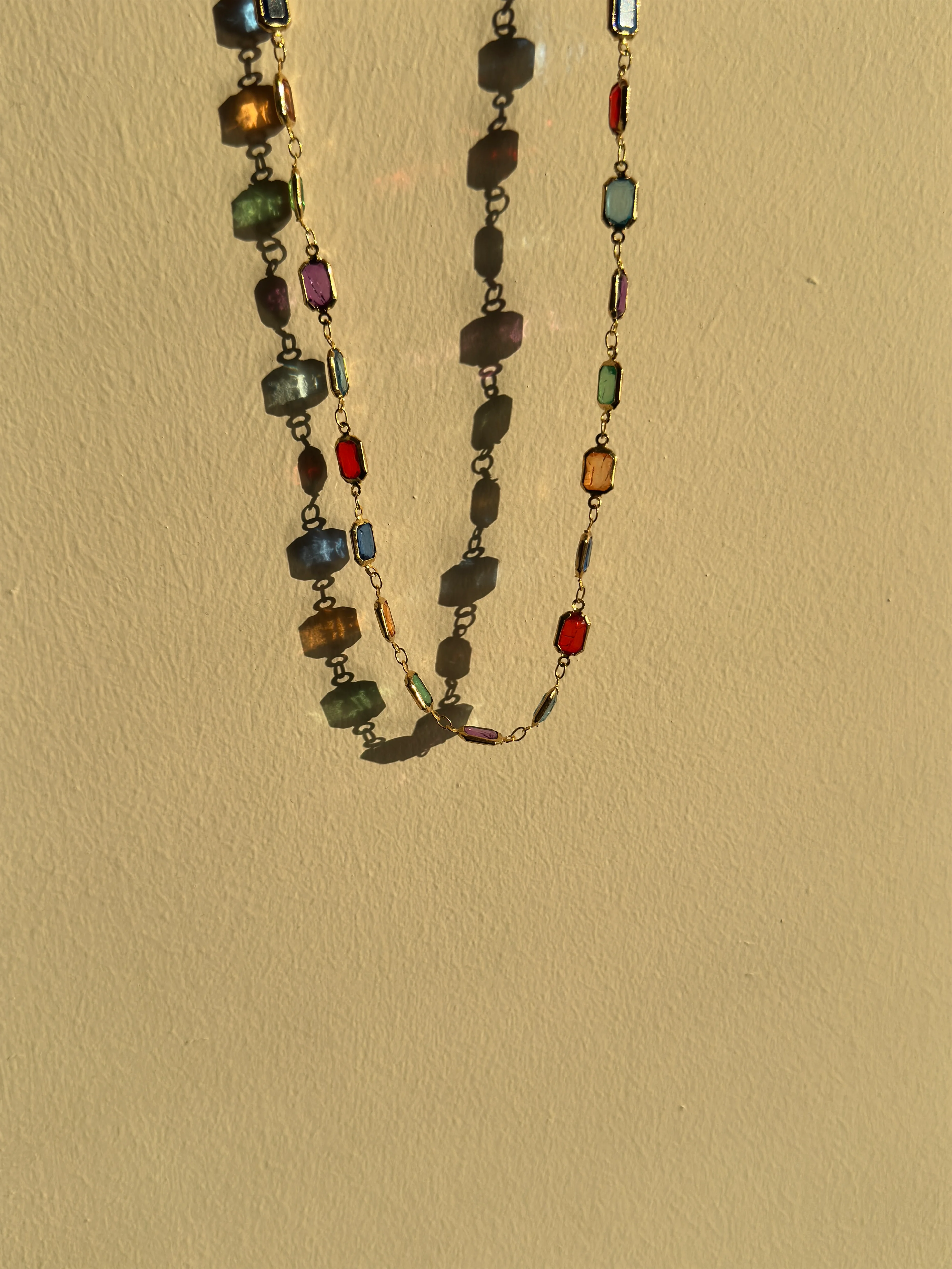 Çelik Renkli Taşlı Kolye (Altın Kaplama)