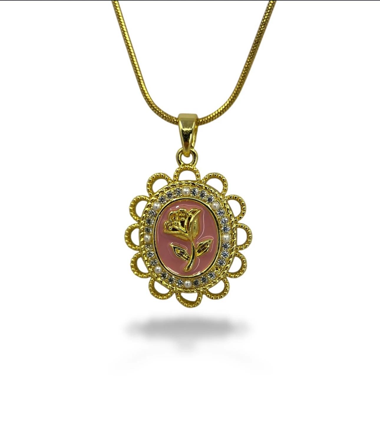 Altın Kaplama Vintage Gül Kolye