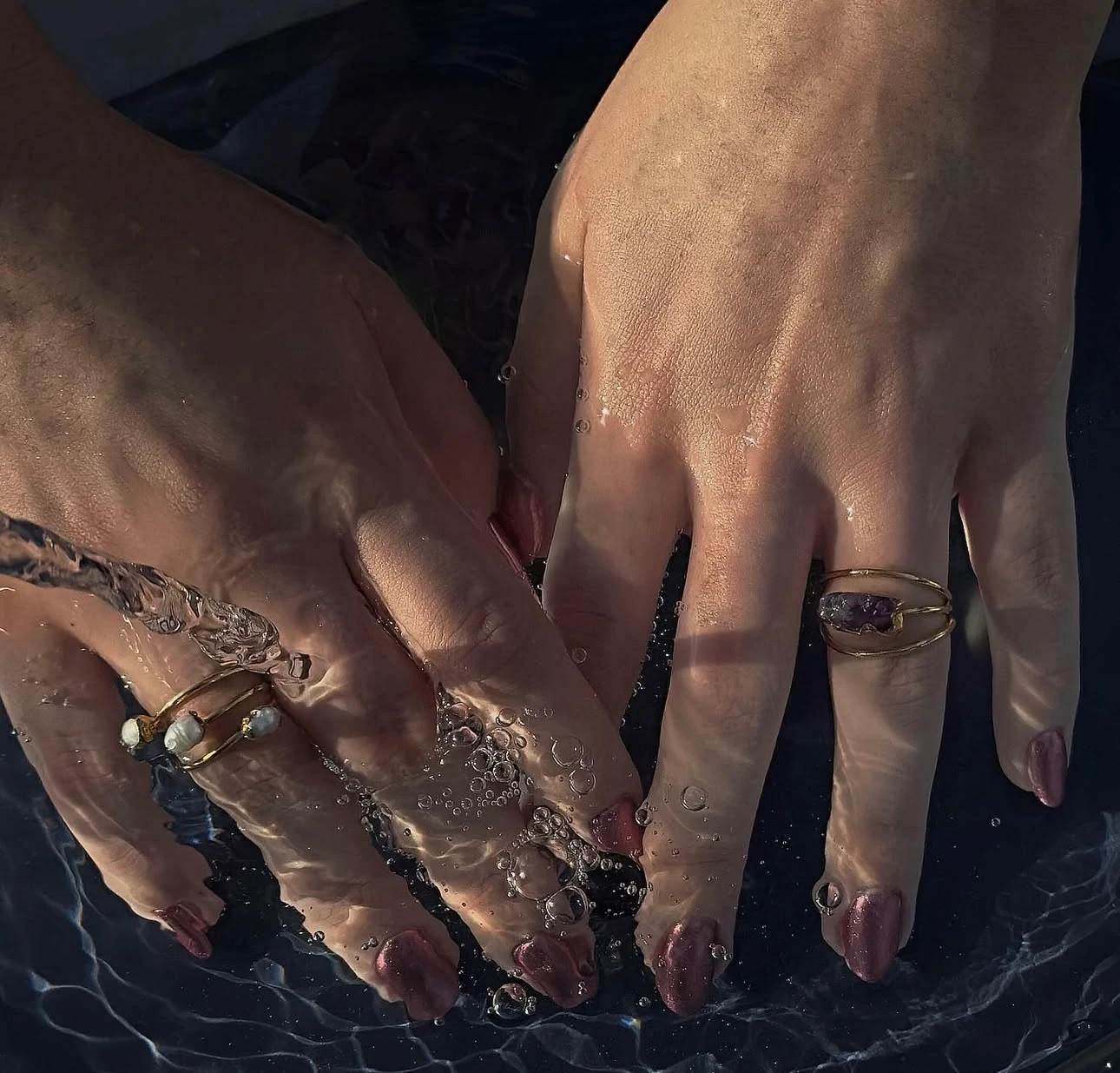 Altın Kaplama İnci Detaylı Ayarlanabilir Yüzük