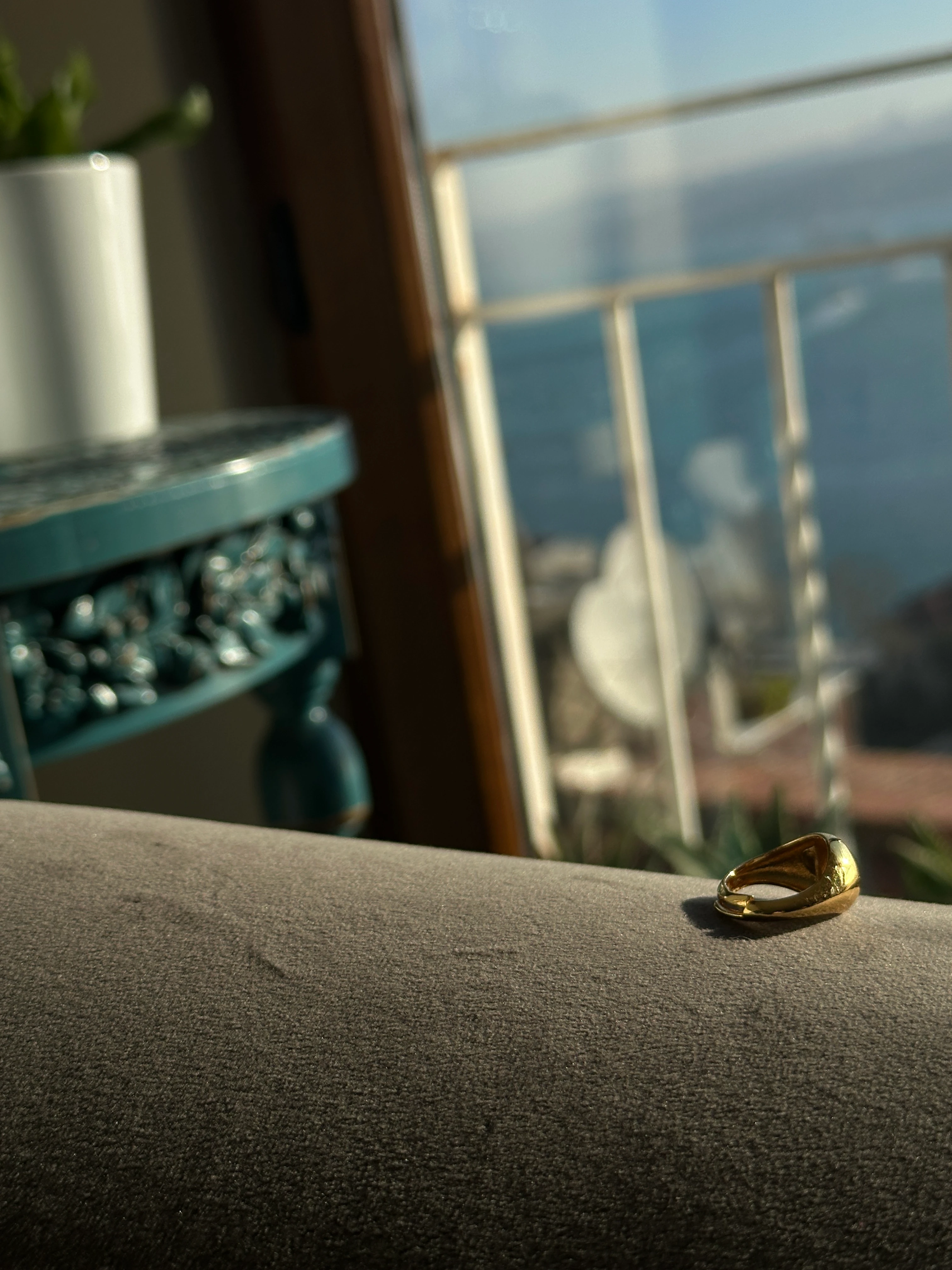 El Yapımı Düz Form Pirinç Yüzük (Altın Kaplama)