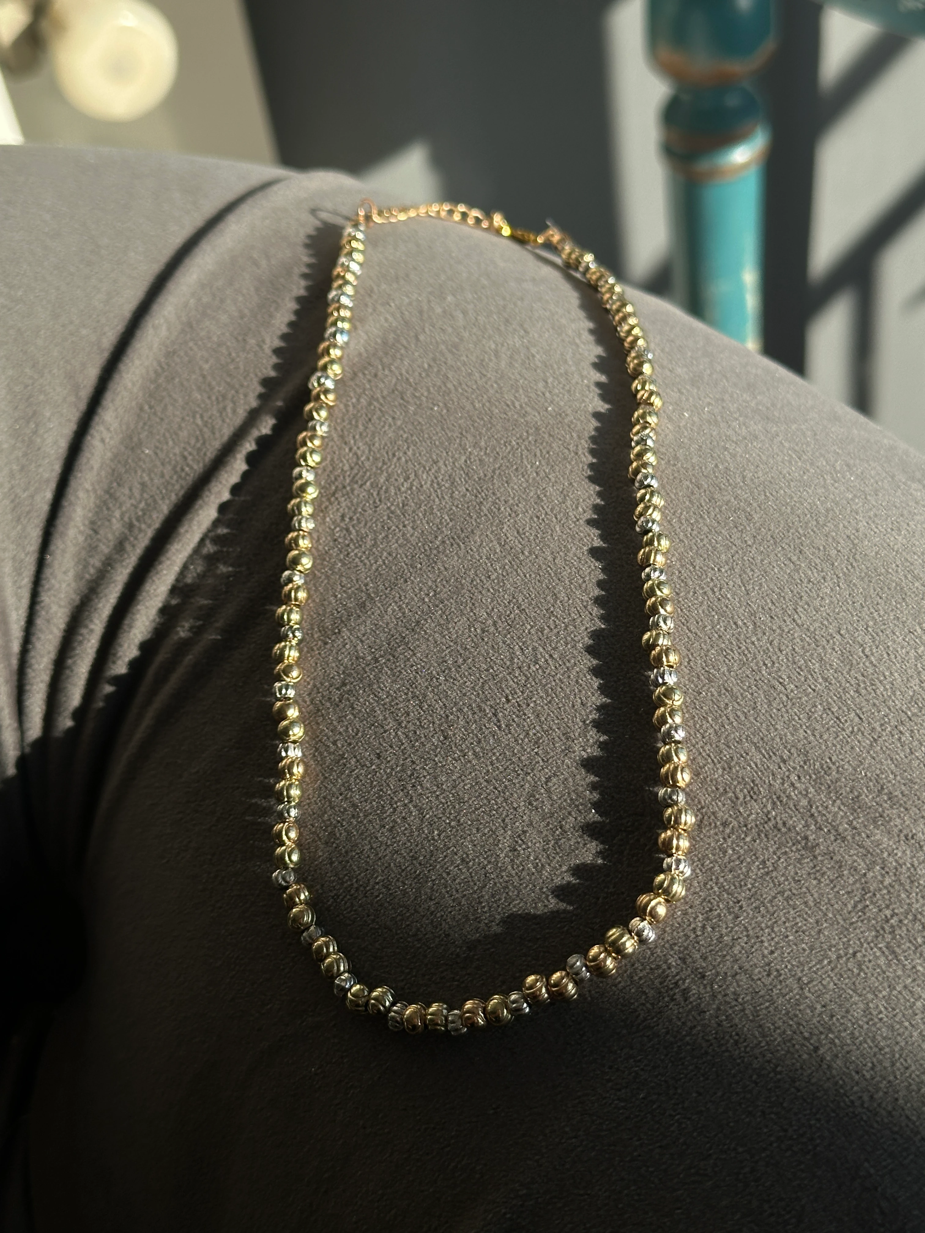 Altın Kaplama Boncuk Zincir Kolye