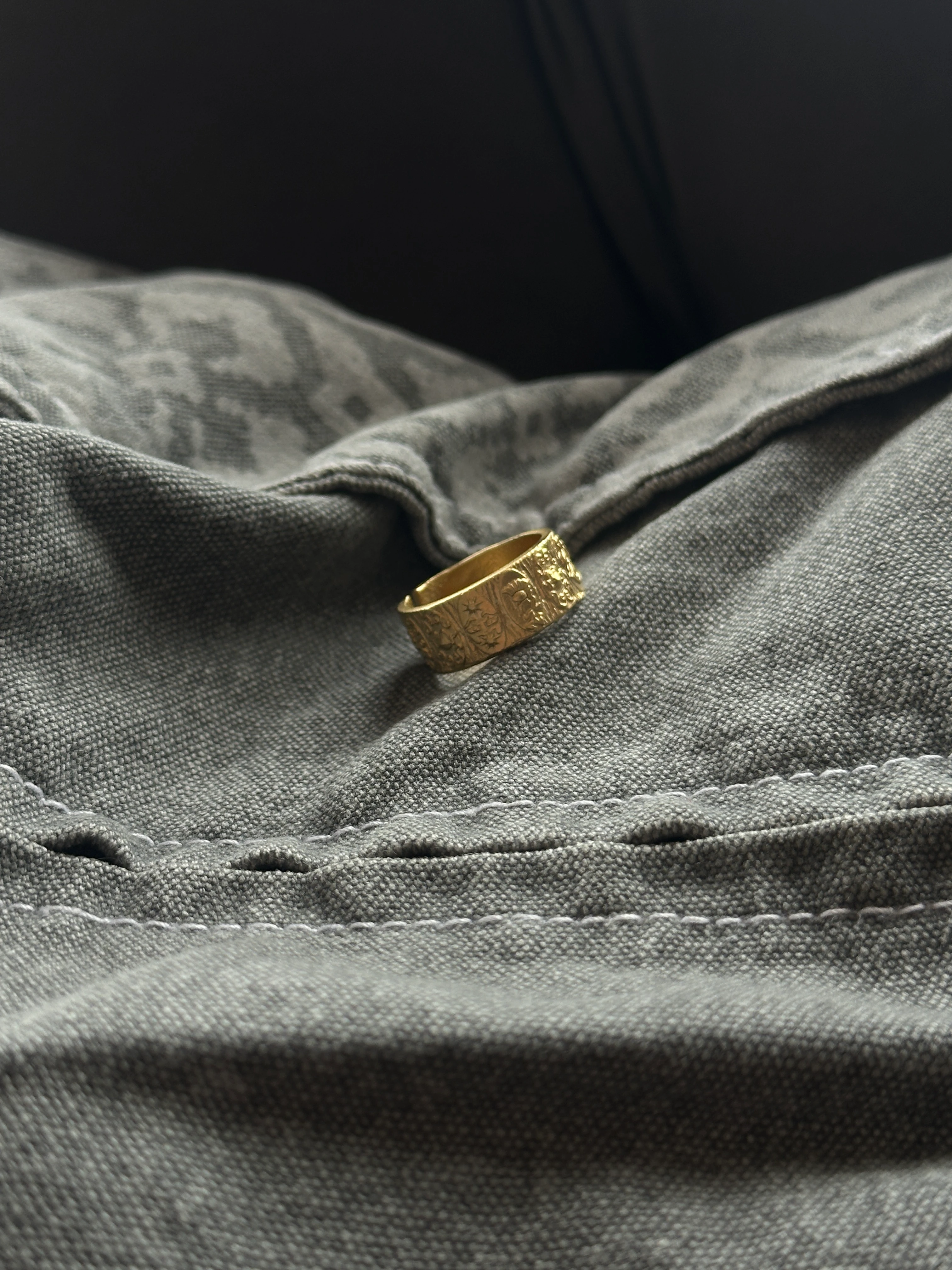 Antik Desenli Ayarlanabilir Pirinç Yüzük (Altın Kaplama)