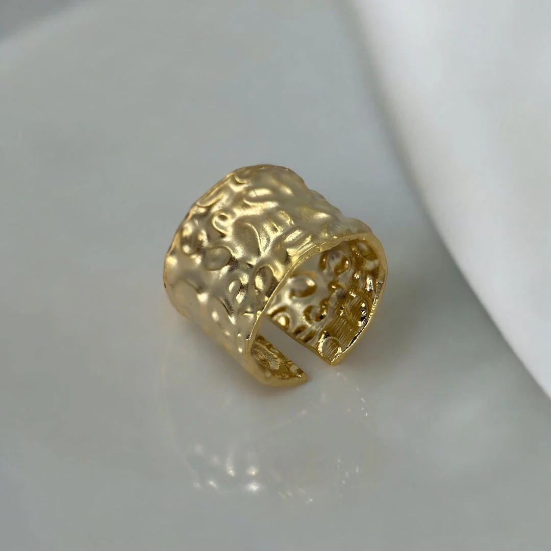 Altın Kaplama Dokulu Ayarlanabilir Yüzük