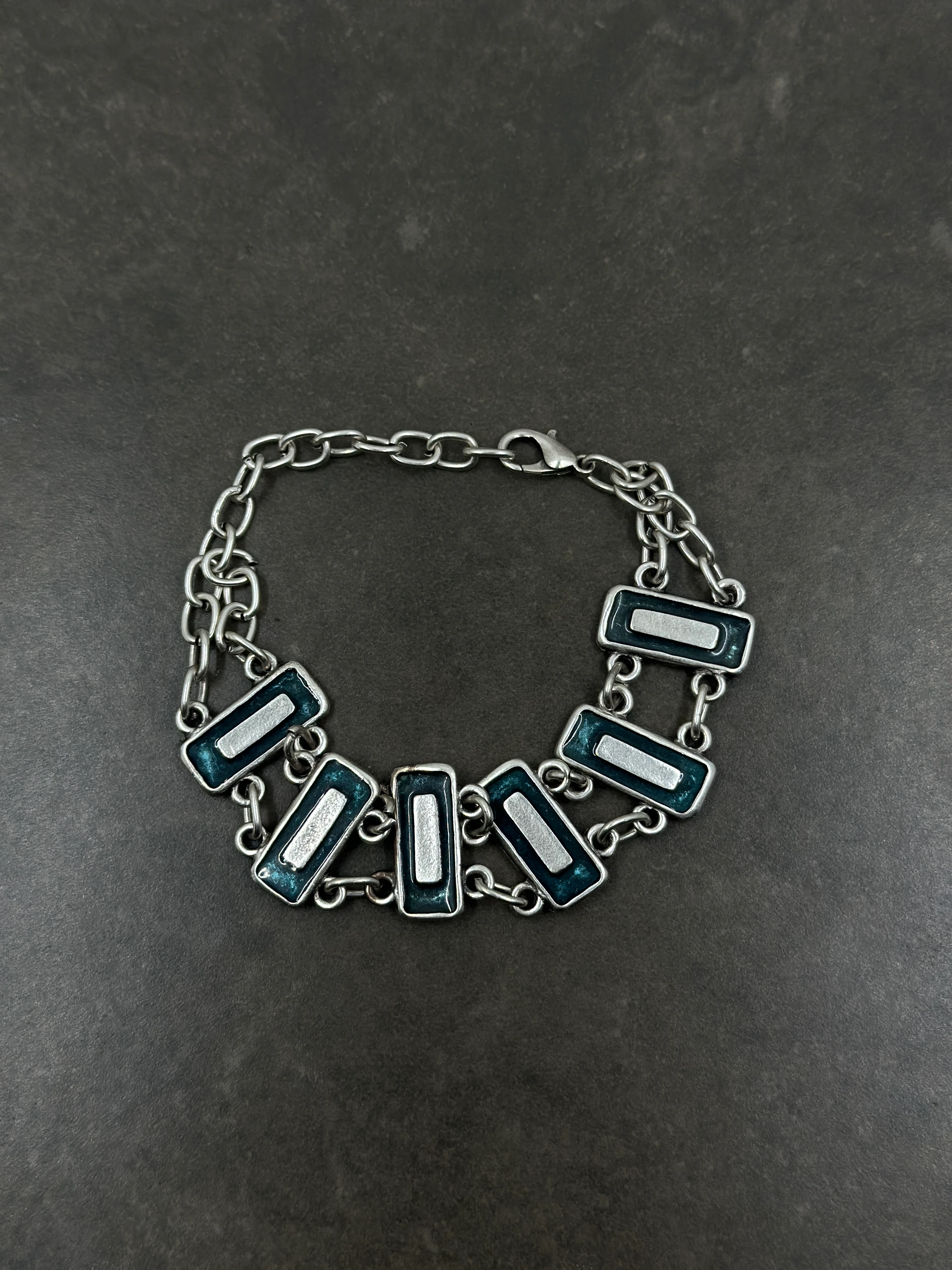 El Yapımı Dikdörtgen Form Zamak Bileklik