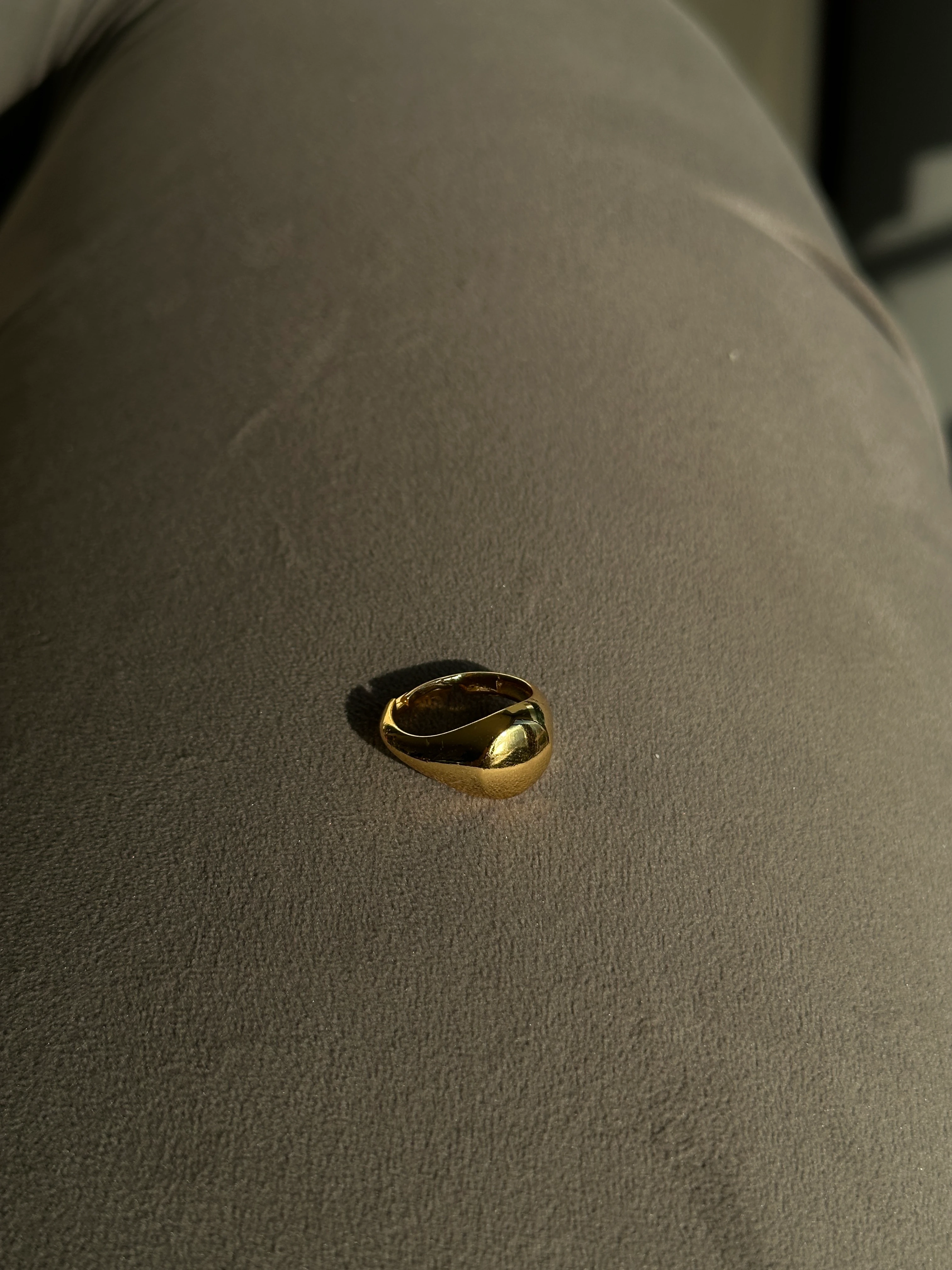 El Yapımı Düz Form Pirinç Yüzük (Altın Kaplama)