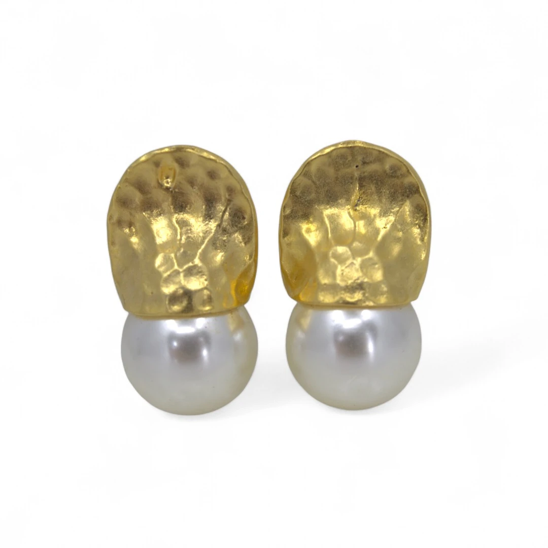 Altın Kaplama İnci Detay Küpe