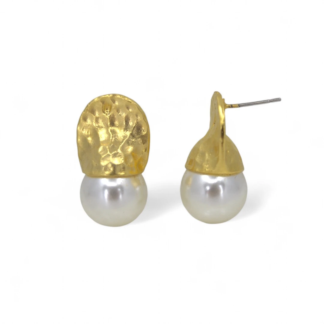 Altın Kaplama İnci Detay Küpe