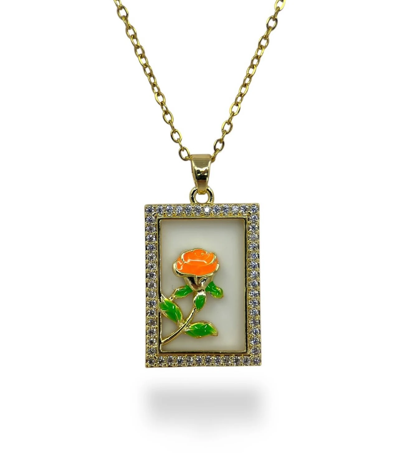 Altın Kaplama Çelik Gül Kolye