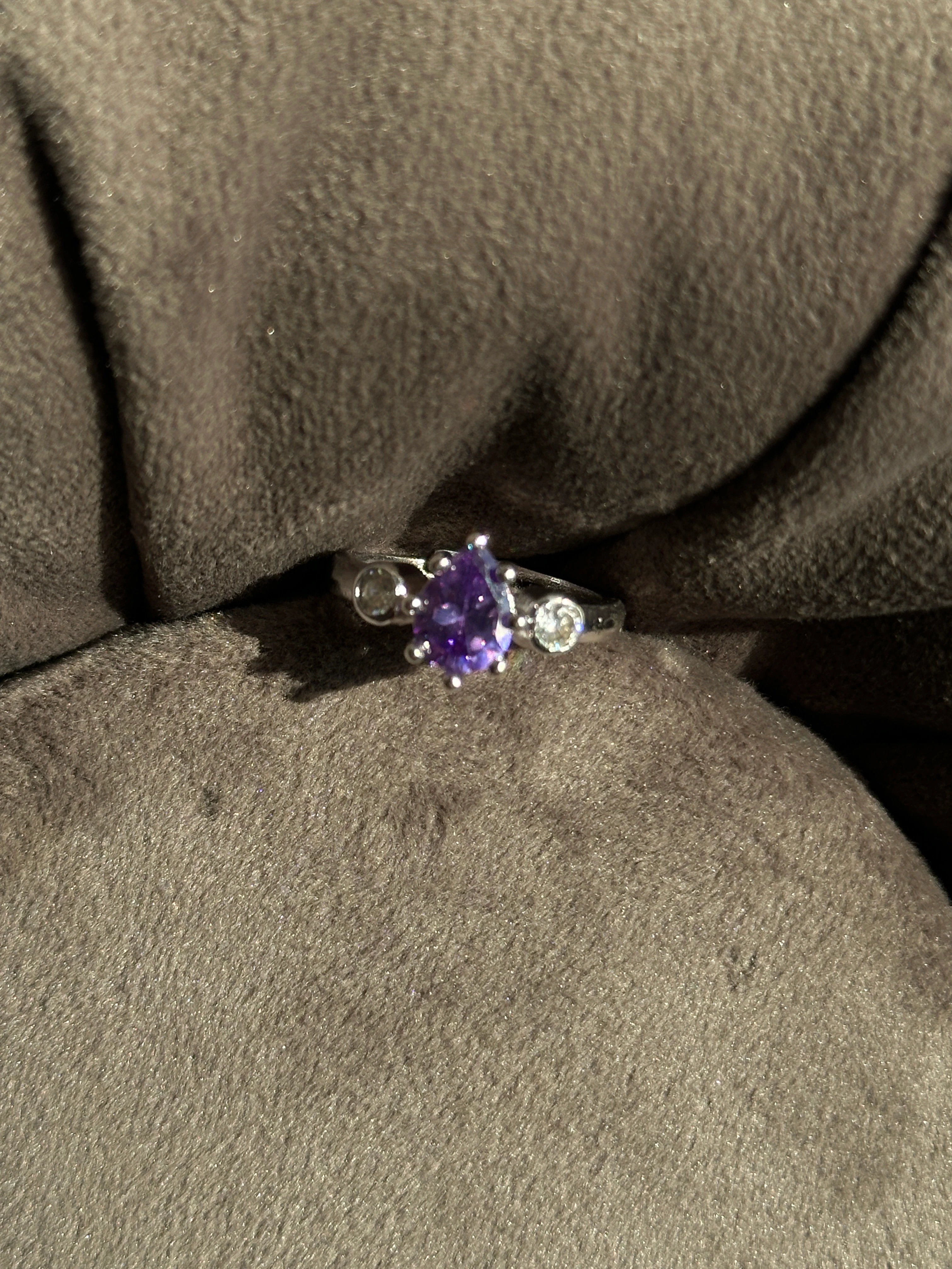 Mor Taşlı Ayarlanabilir Çelik Yüzük