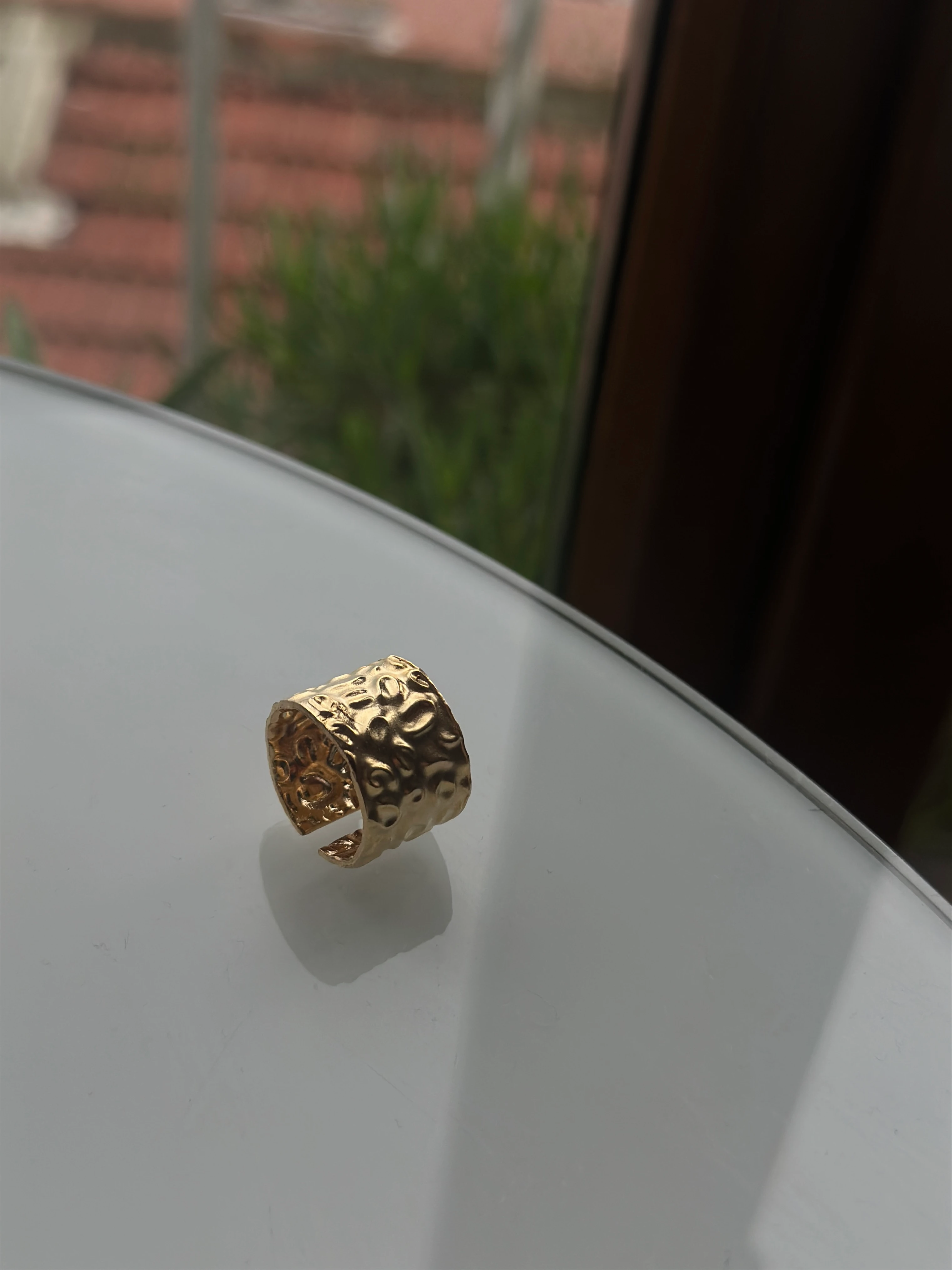 Altın Kaplama Dokulu Ayarlanabilir Yüzük