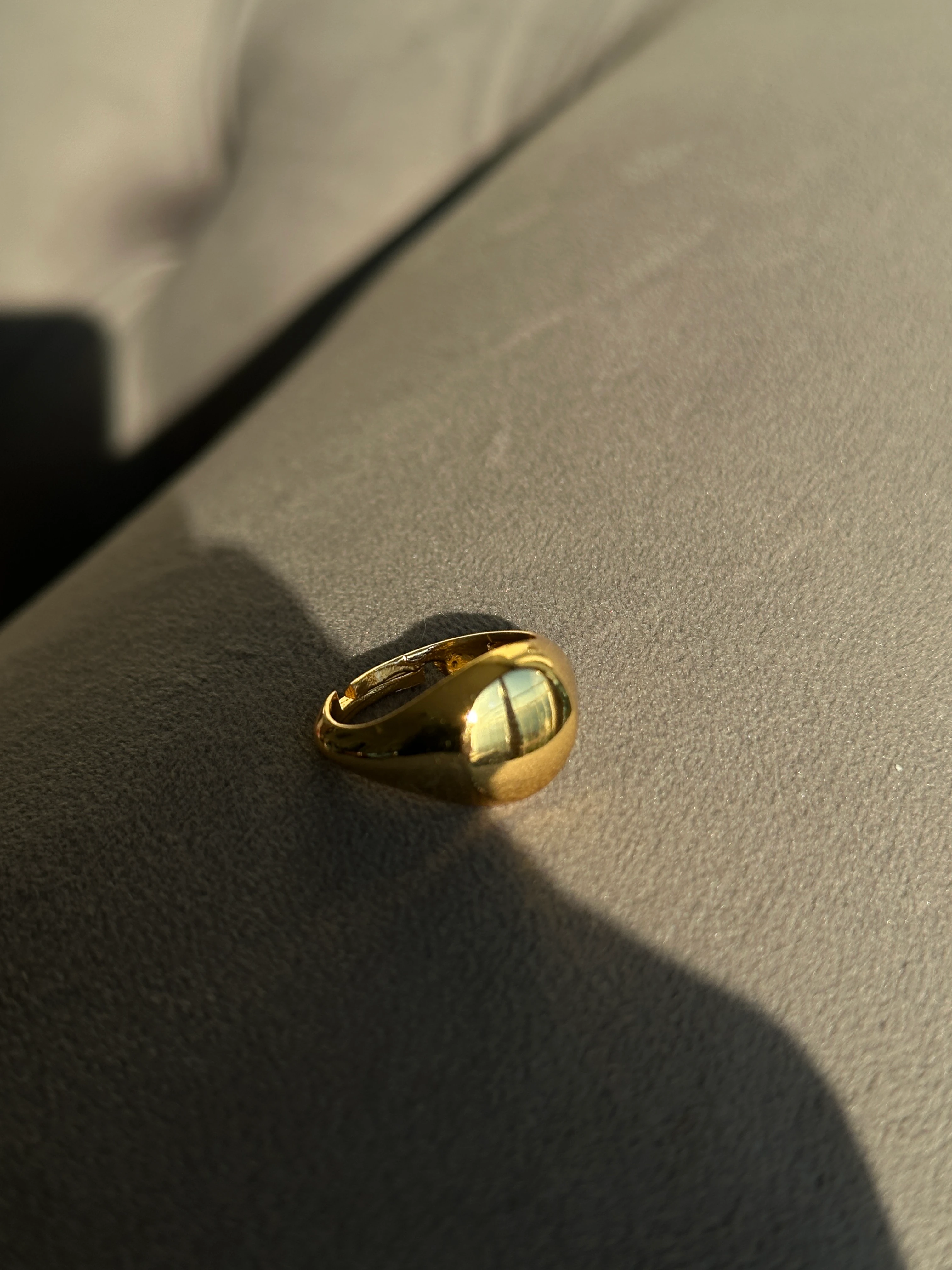 El Yapımı Düz Form Pirinç Yüzük (Altın Kaplama)