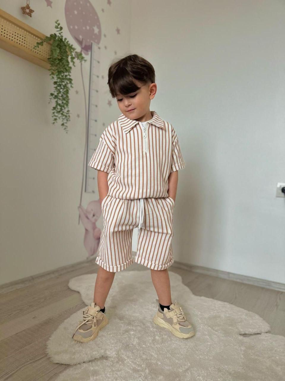 Erkek Çocuk Şortlu Çizgili İkili Takım