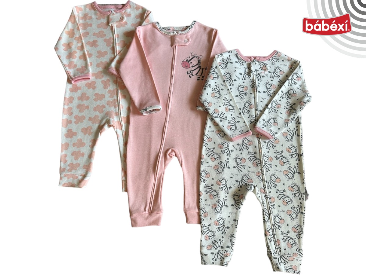 3 Lü Fermuarlı Zebra  Desenli Tulum
