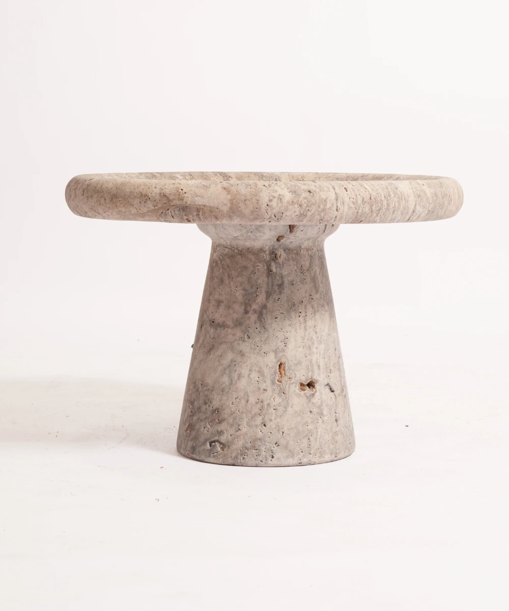 Traverten Mermer Konik Ayaklı Sehpa