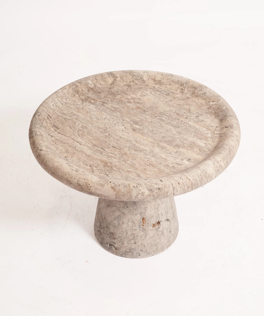 Traverten Mermer Konik Ayaklı Sehpa