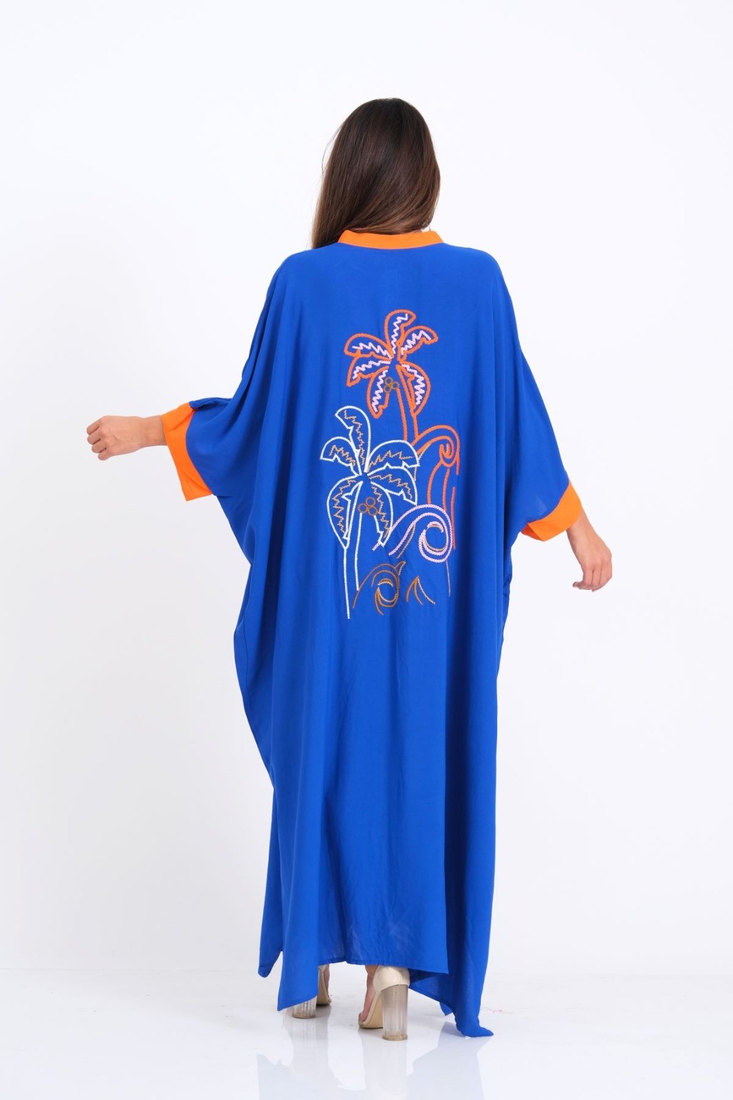 Crew Neck Bat Sleeve Round Pattern Oversize Long Dress