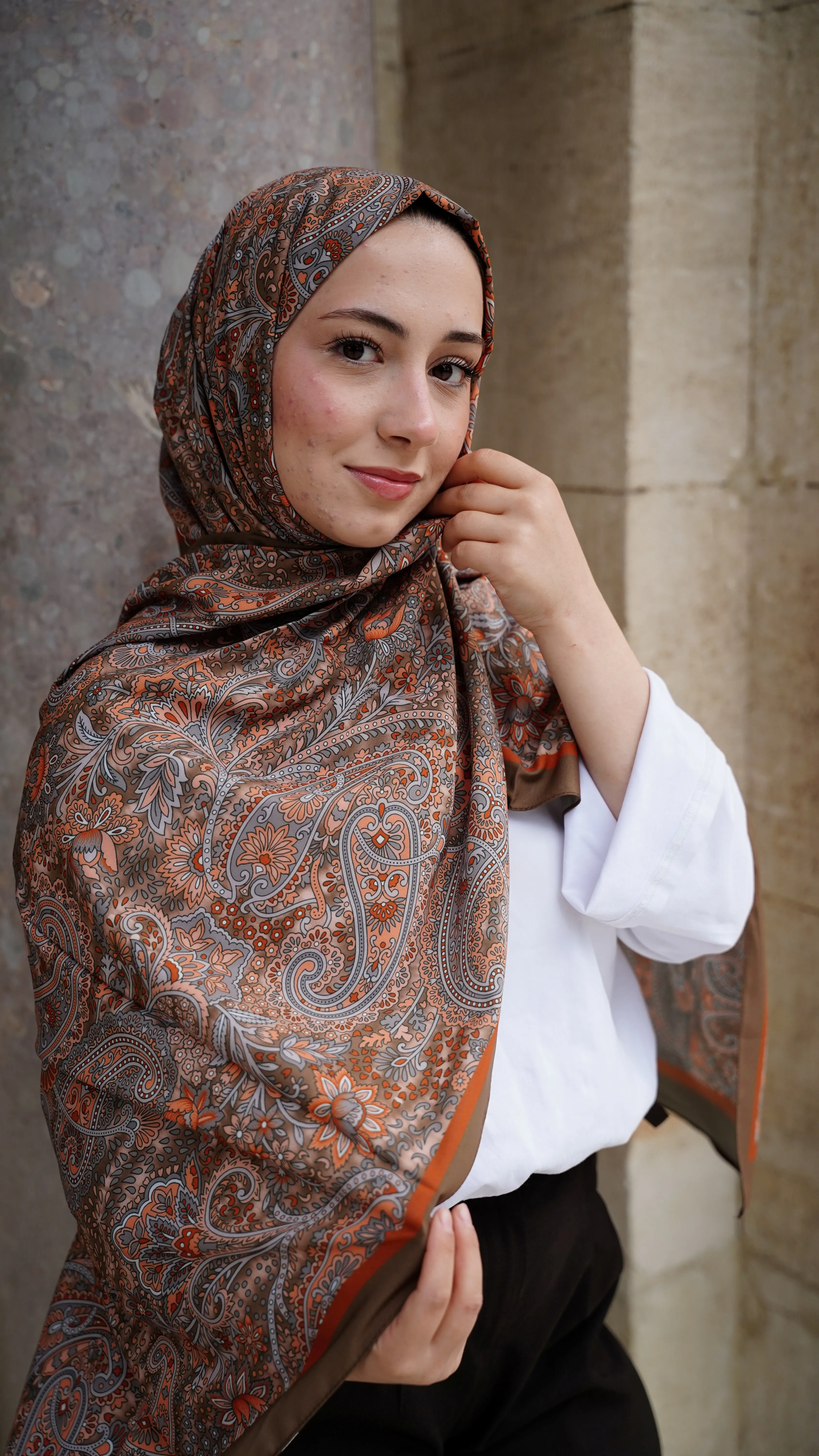 Karanfil Mira Desen Likralı Pamuk Şal