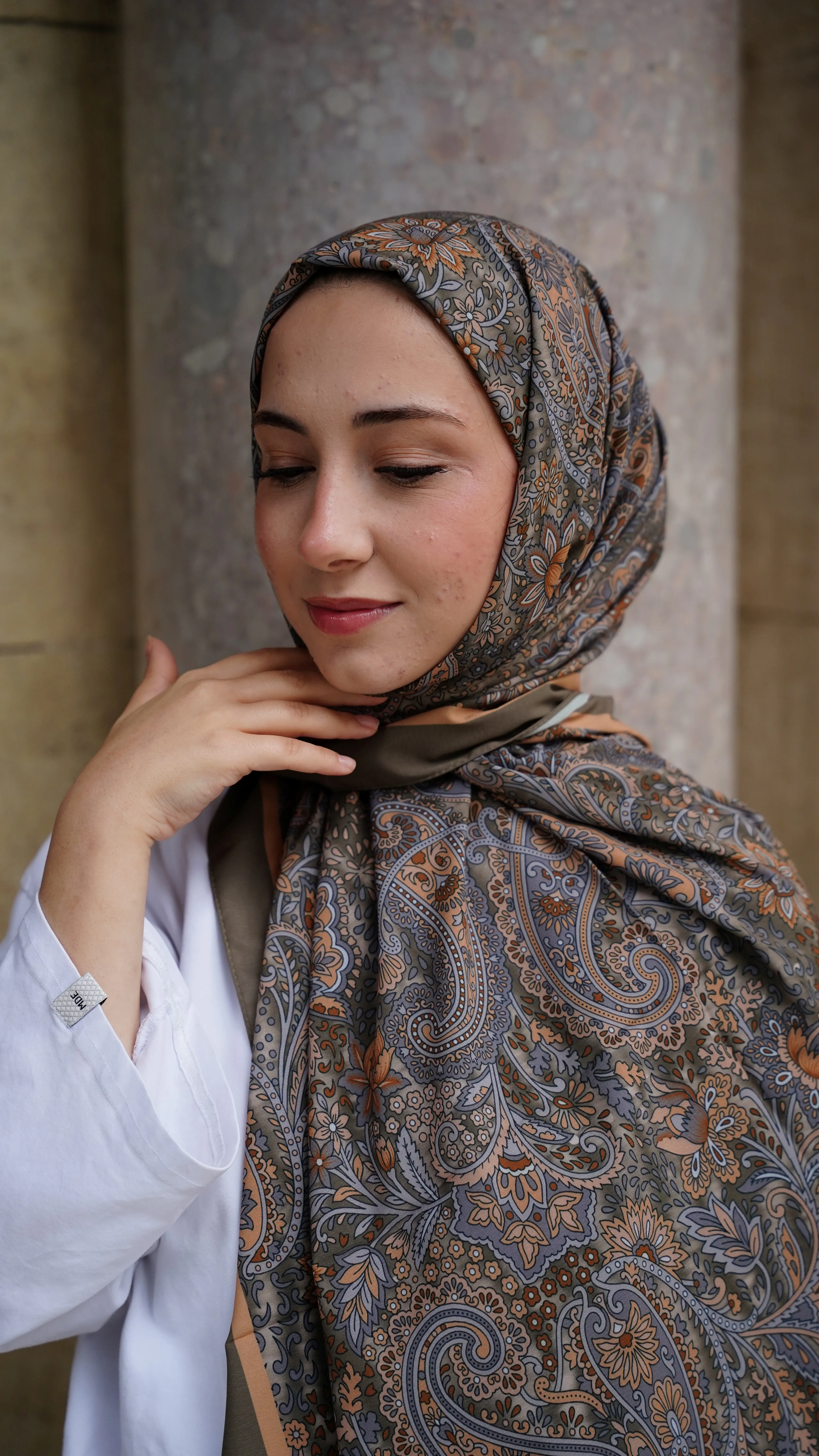 Kahve Buğu Mira Desen Likralı Pamuk Şal