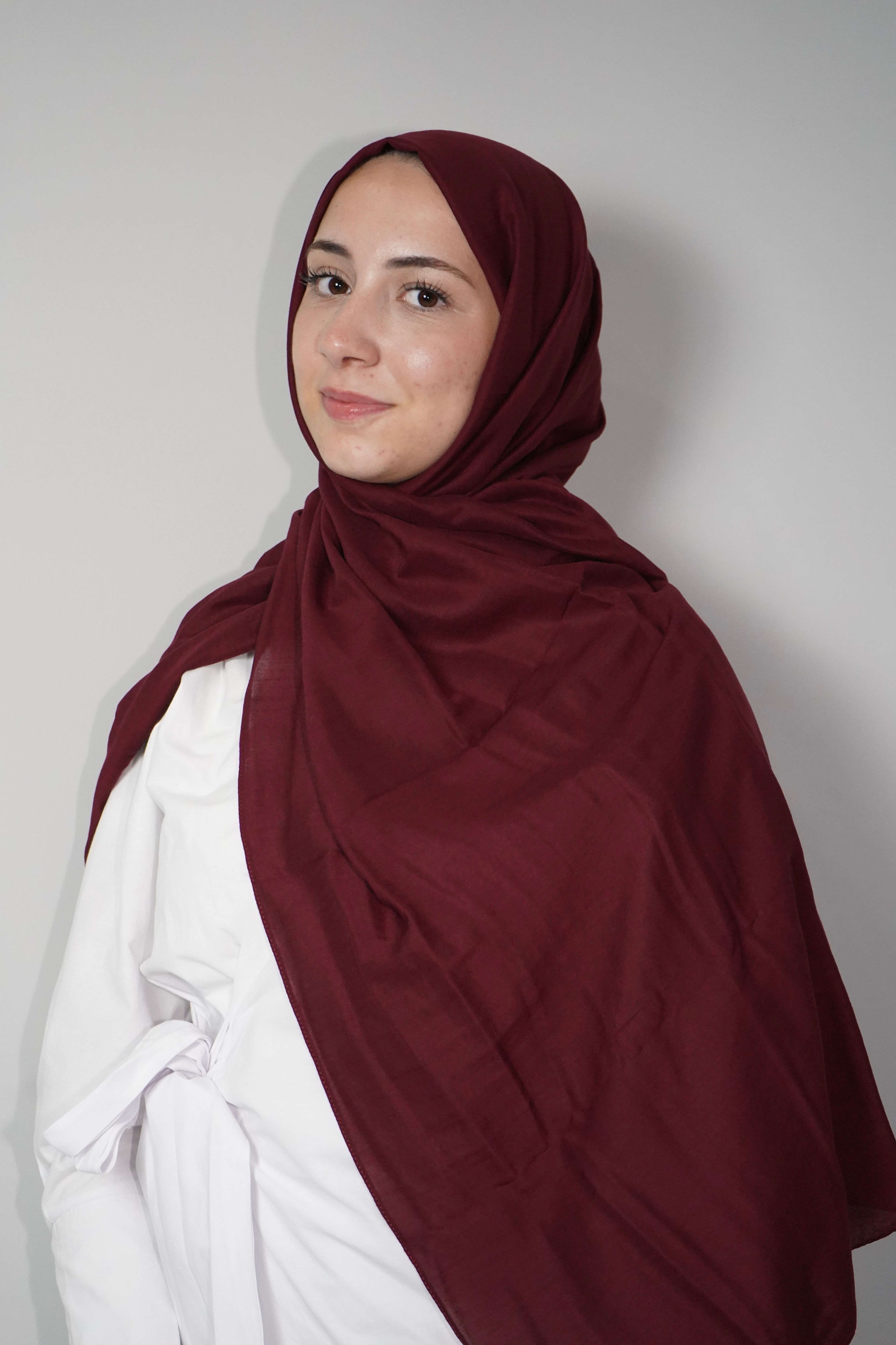 Bordo Neo Pamuk Şal