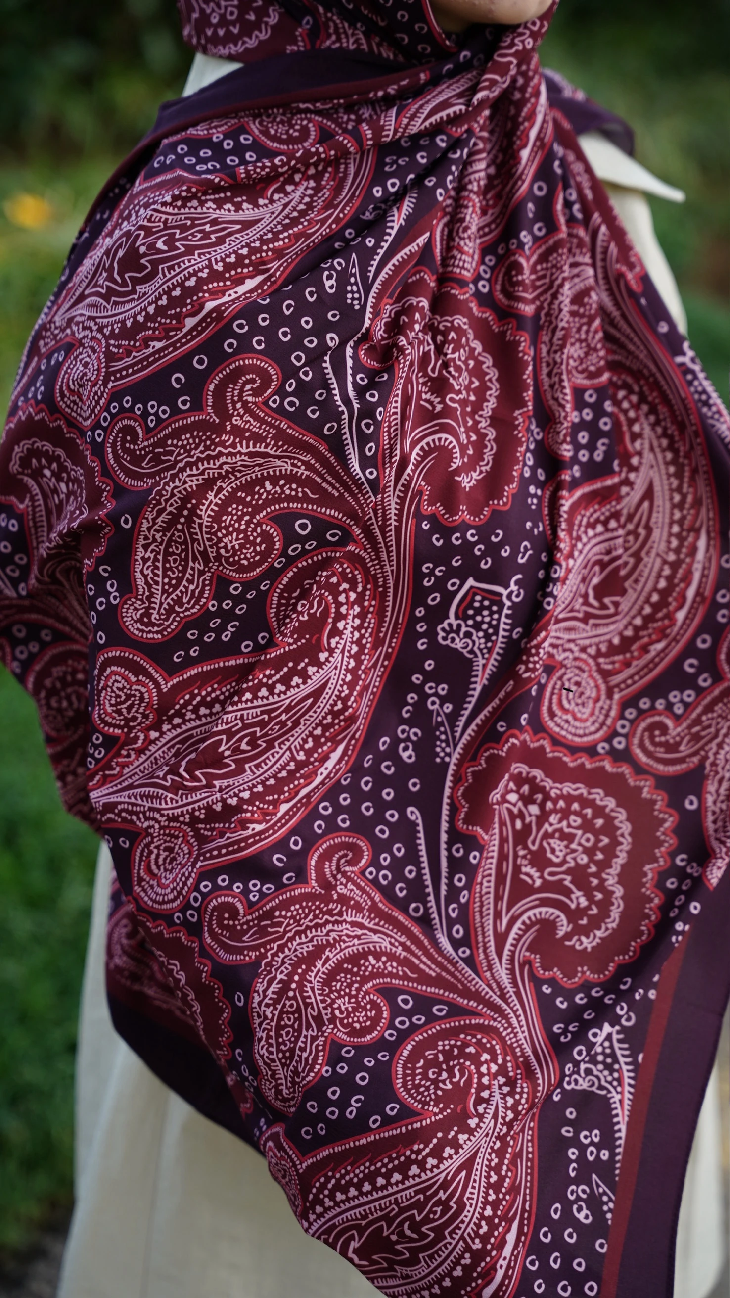 Kızıl Kırmızı Elya Desen Likralı Pamuk Şal