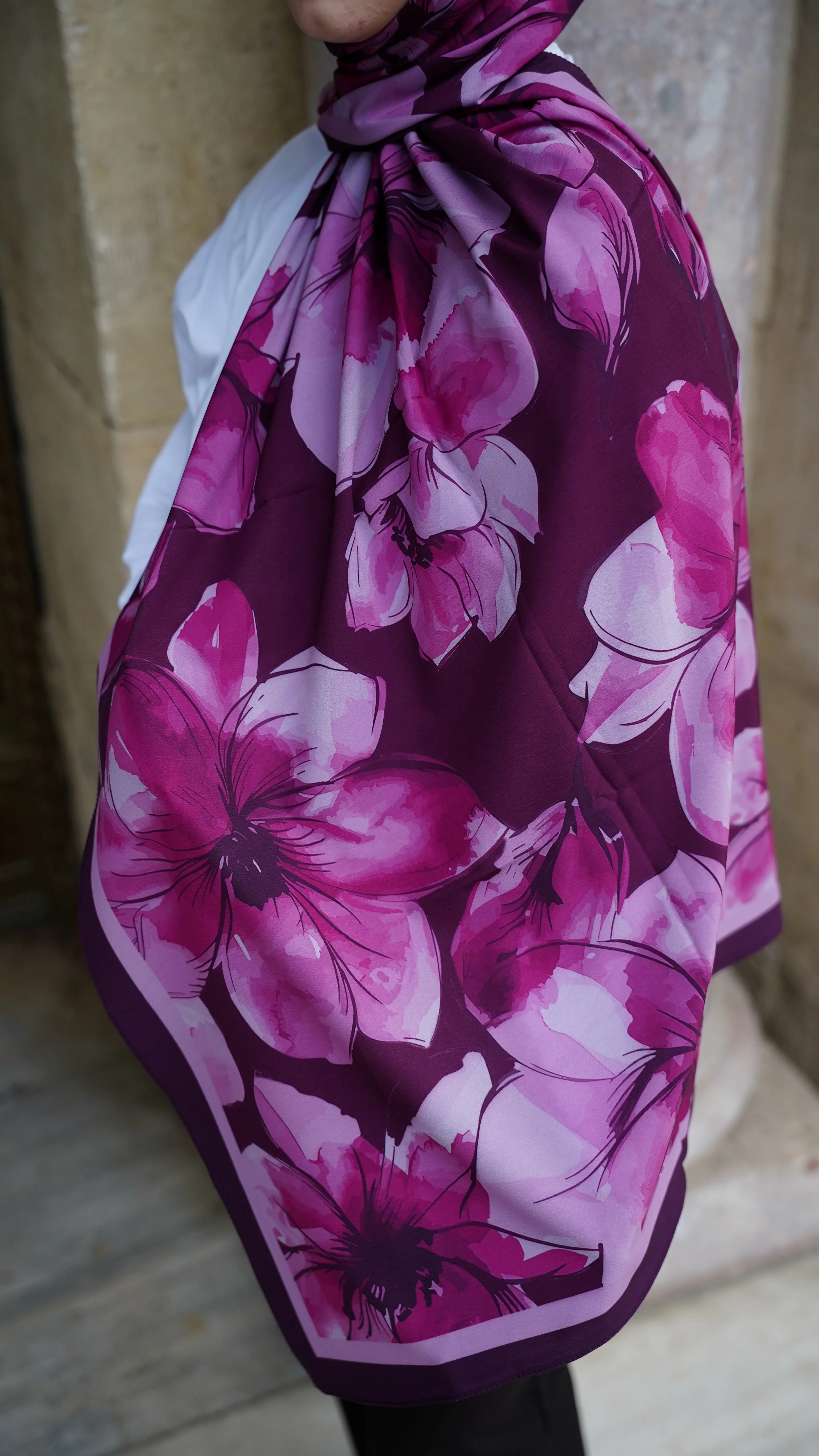 Nar Lina Desen Likralı Pamuk Şal