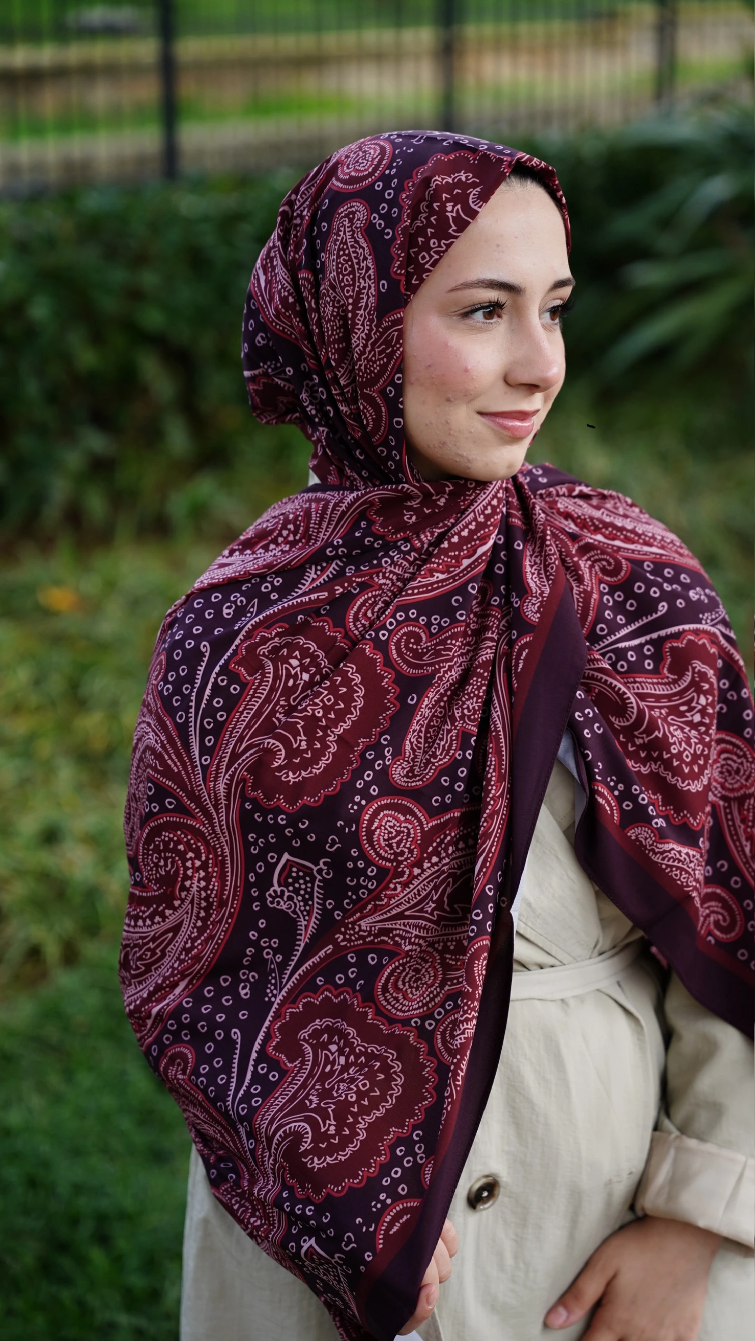 Kızıl Kırmızı Elya Desen Likralı Pamuk Şal