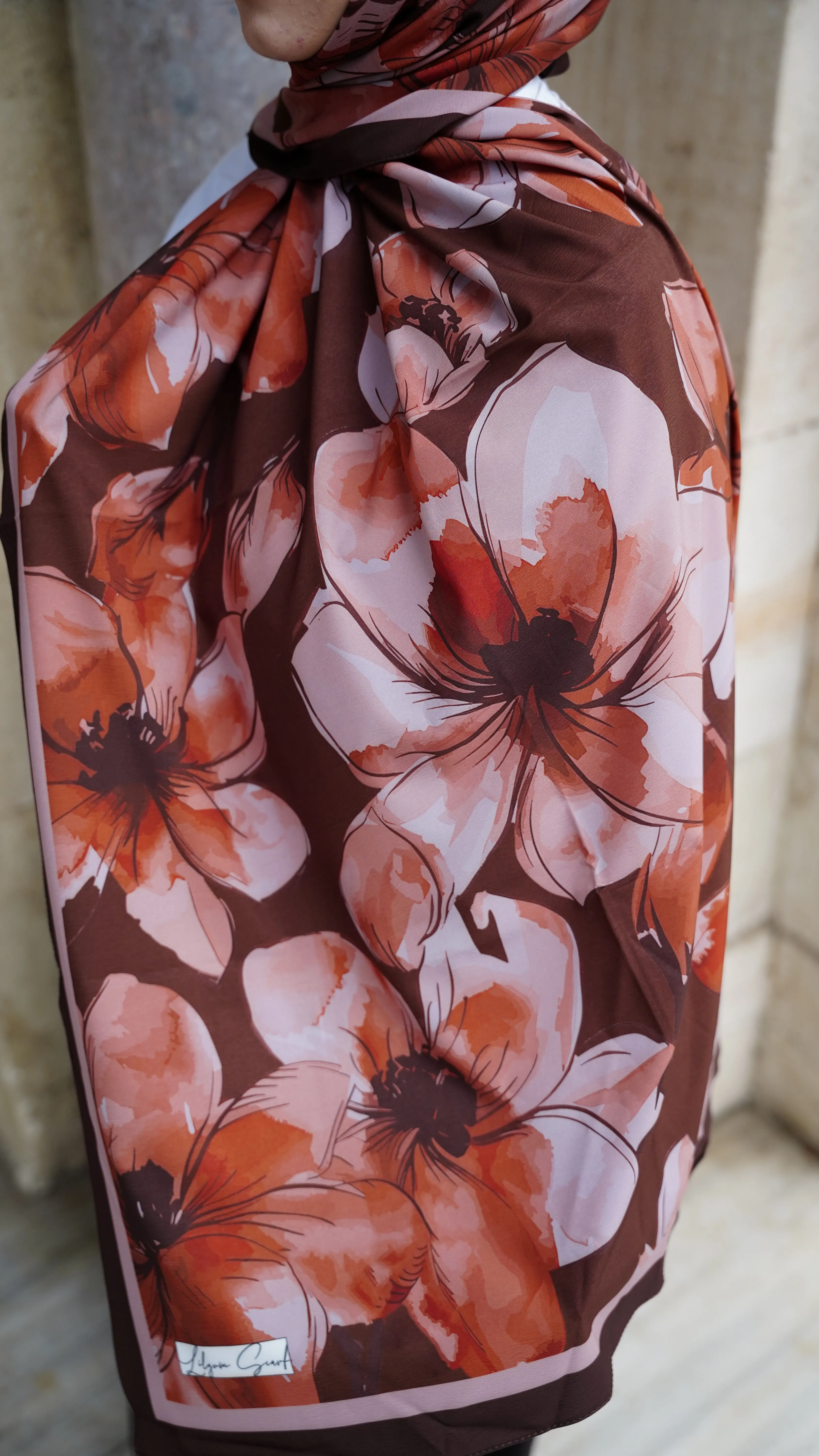 Kiremit Lina Desen Likralı Pamuk Şal