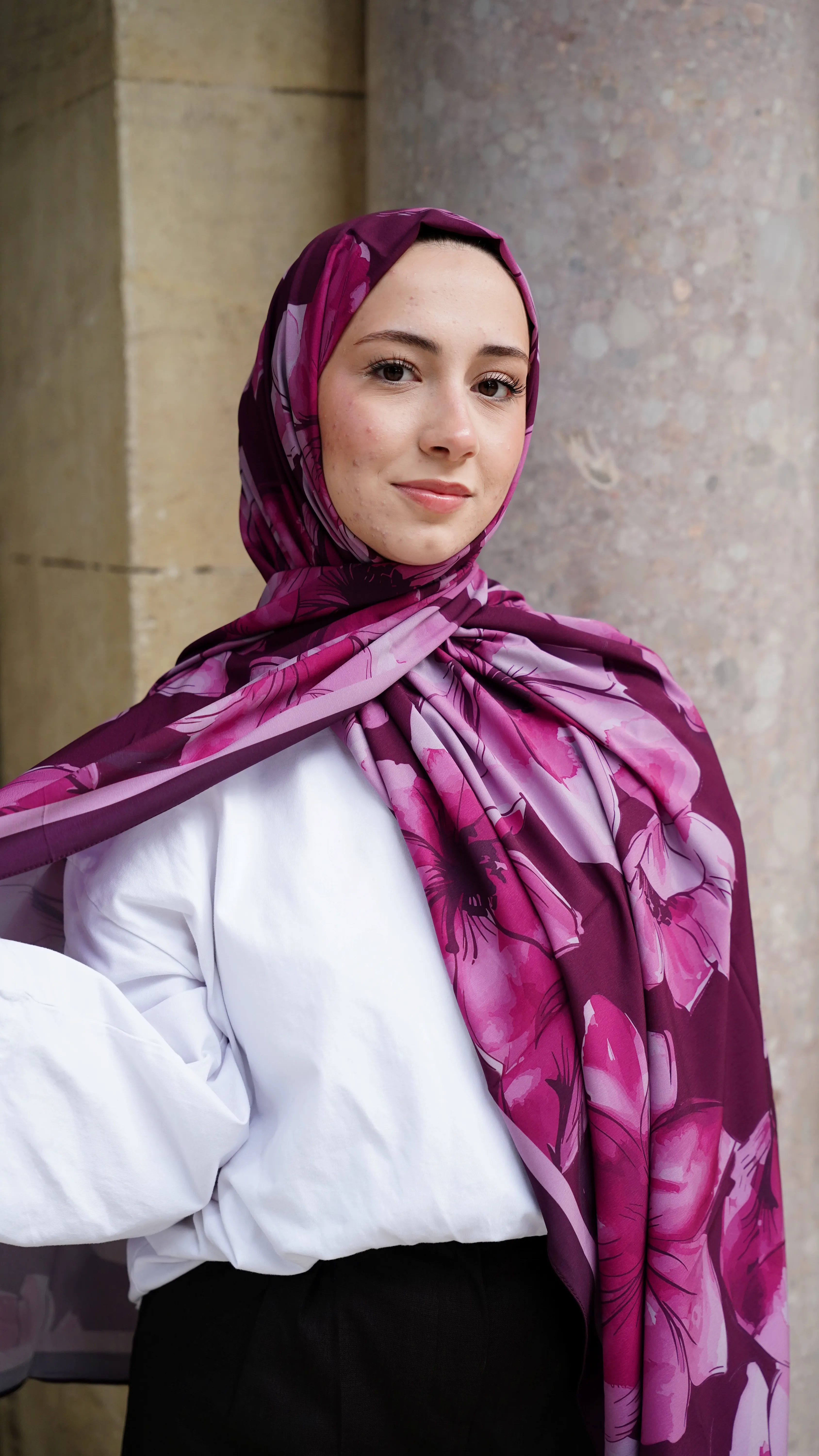 Nar Lina Desen Likralı Pamuk Şal