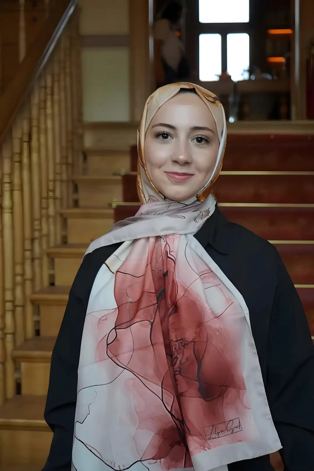 Kızıl Gülkurusu Ahenk Desen Pamuk Vual Şal