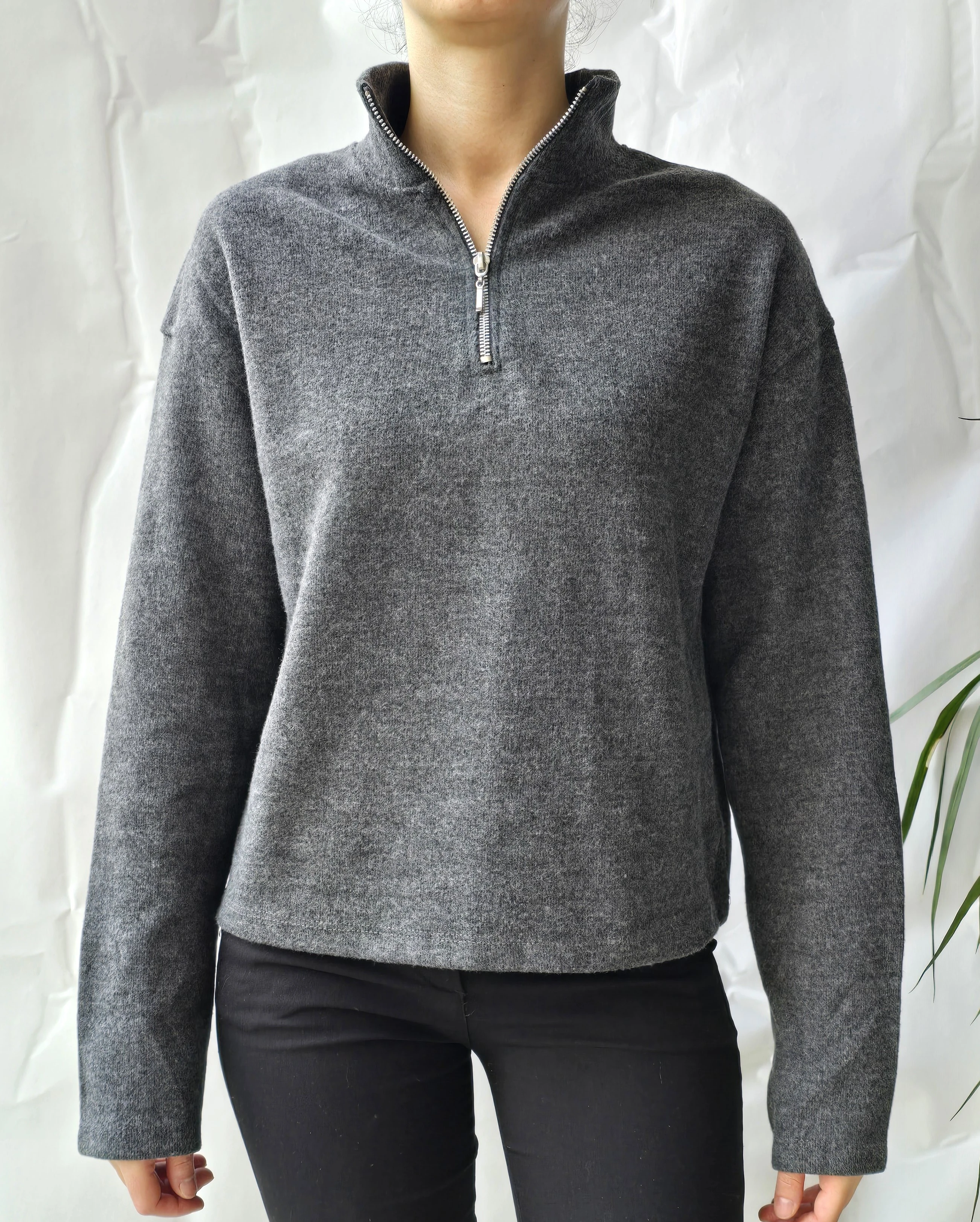 YARIM FERMUARLI ANTRASİT SWEATSHIRT