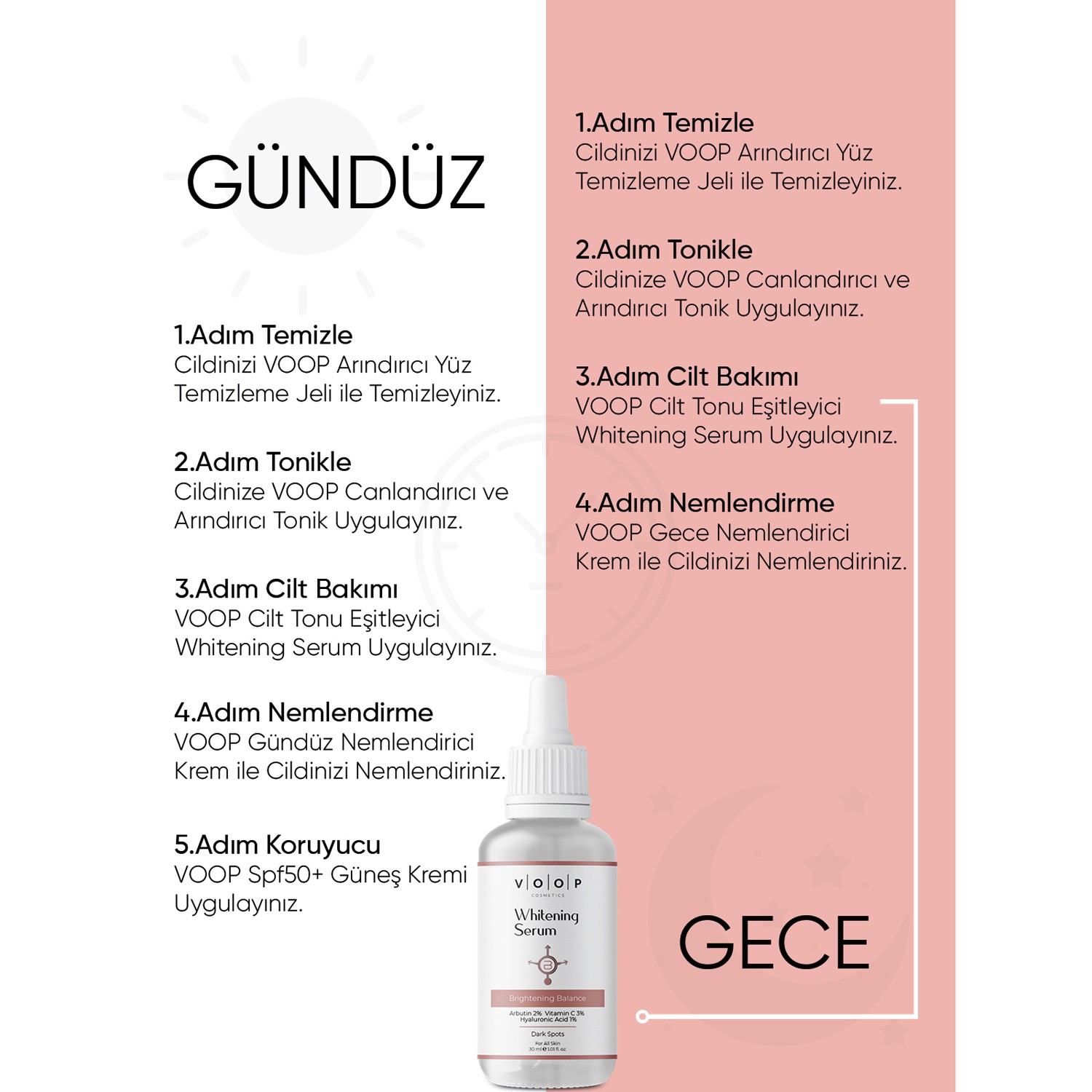 VOOP Whitening Ton Eşitleyici Serum 30 ml | Beyazlatıcı Cilt Bakım Serumu