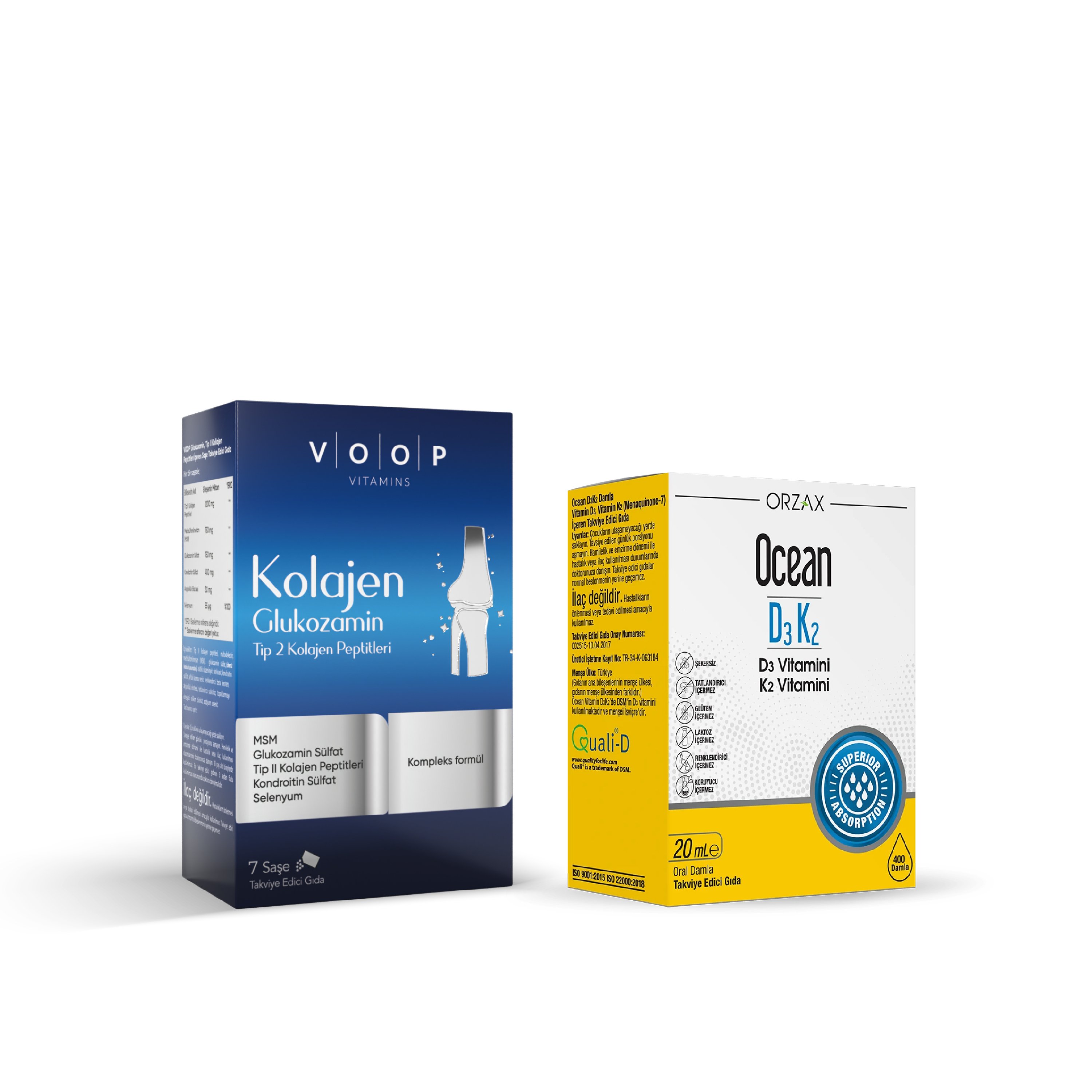 Kemik & Eklem Desteği Seti — VOOP Glukozamin 7 Saşe + Ocean D3K2 
