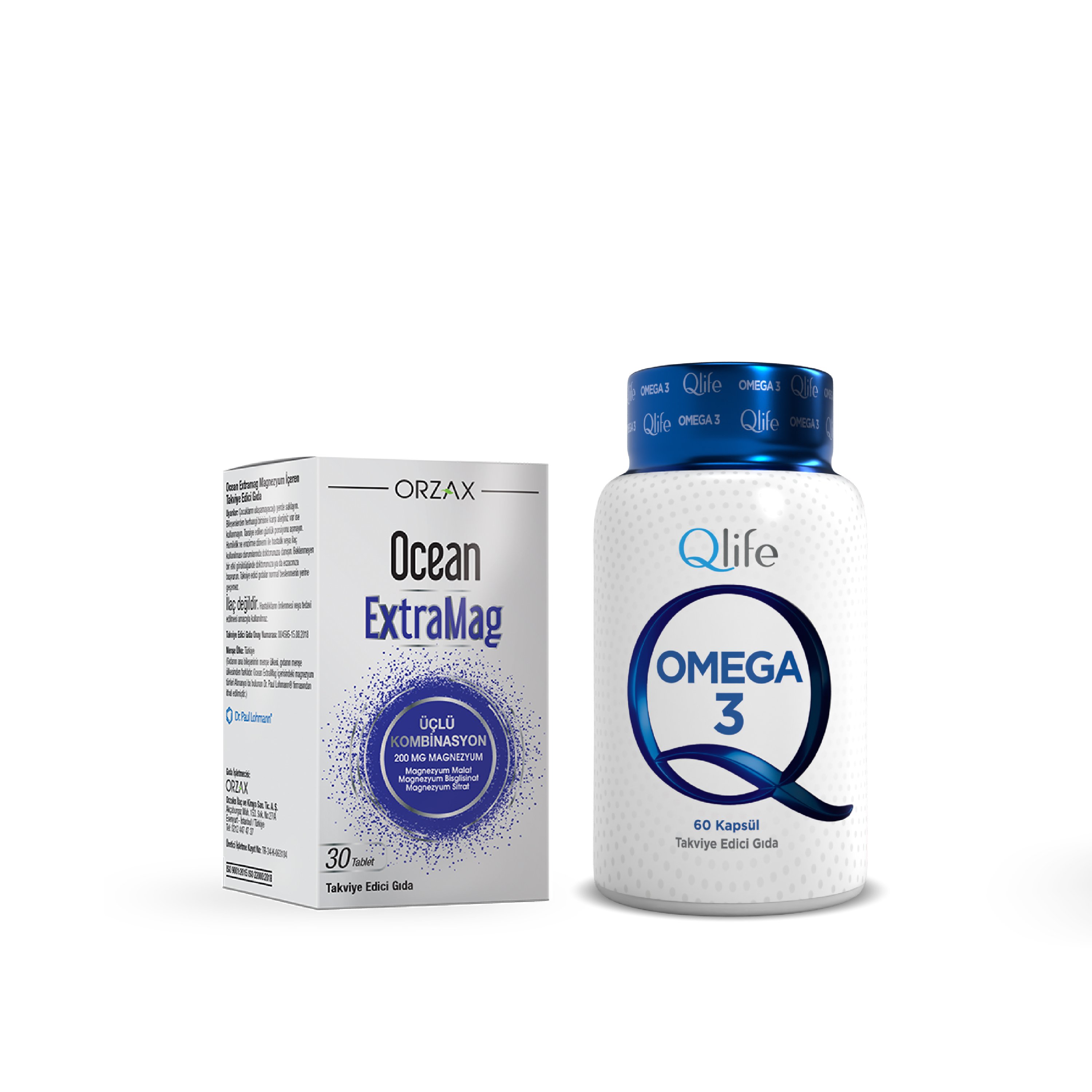 Kas & Zihin Desteği Seti — Qlife Omega3 60 Kapsül + Ocean ExtraMag 30 Tablet 