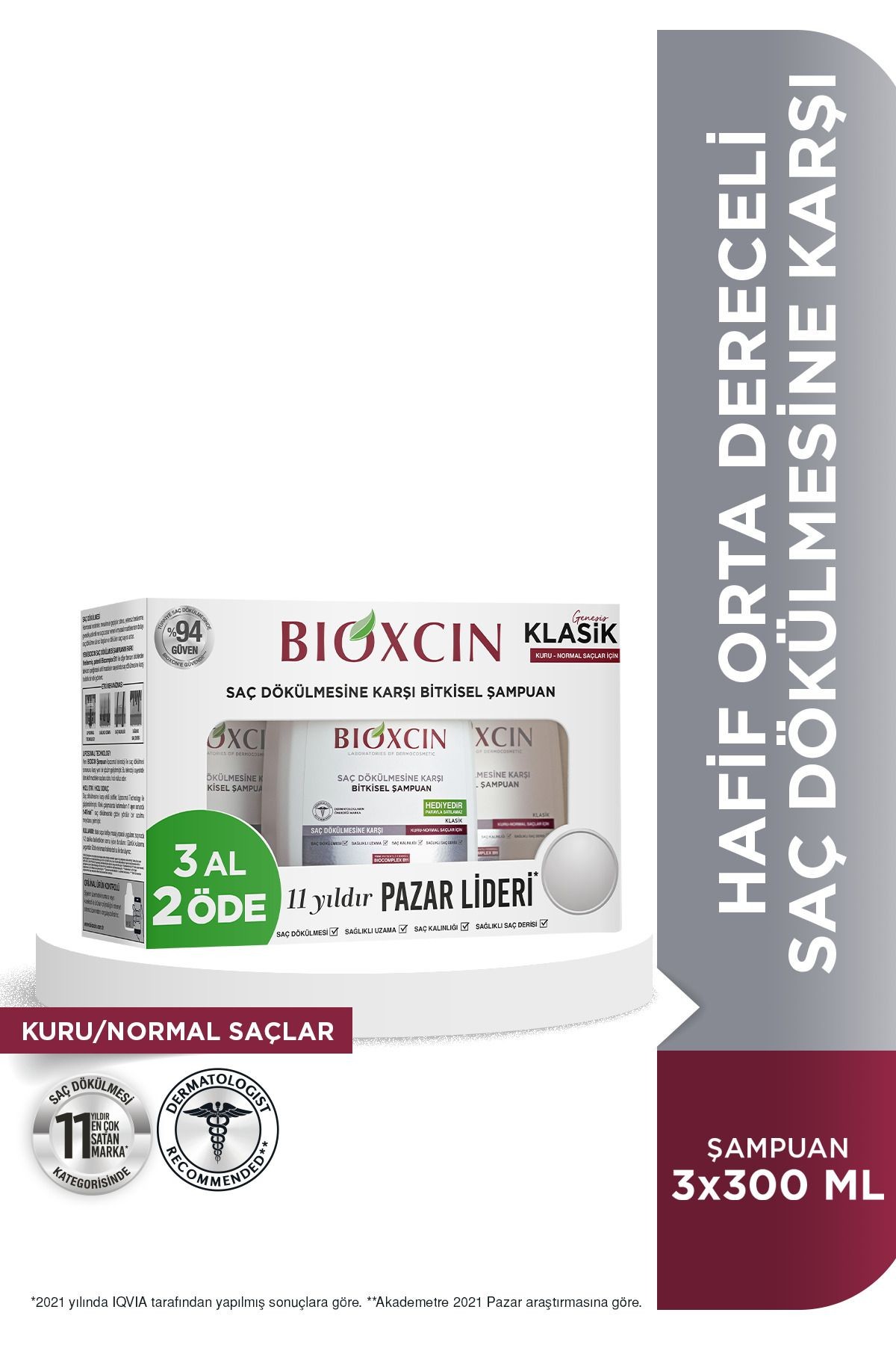 Bioxcin Genesis Kuru ve Normal Şaçlar İçin 300ml 3 AL 2 ÖDE - Klasik Saç Dökülme Karşıtı Şampuan