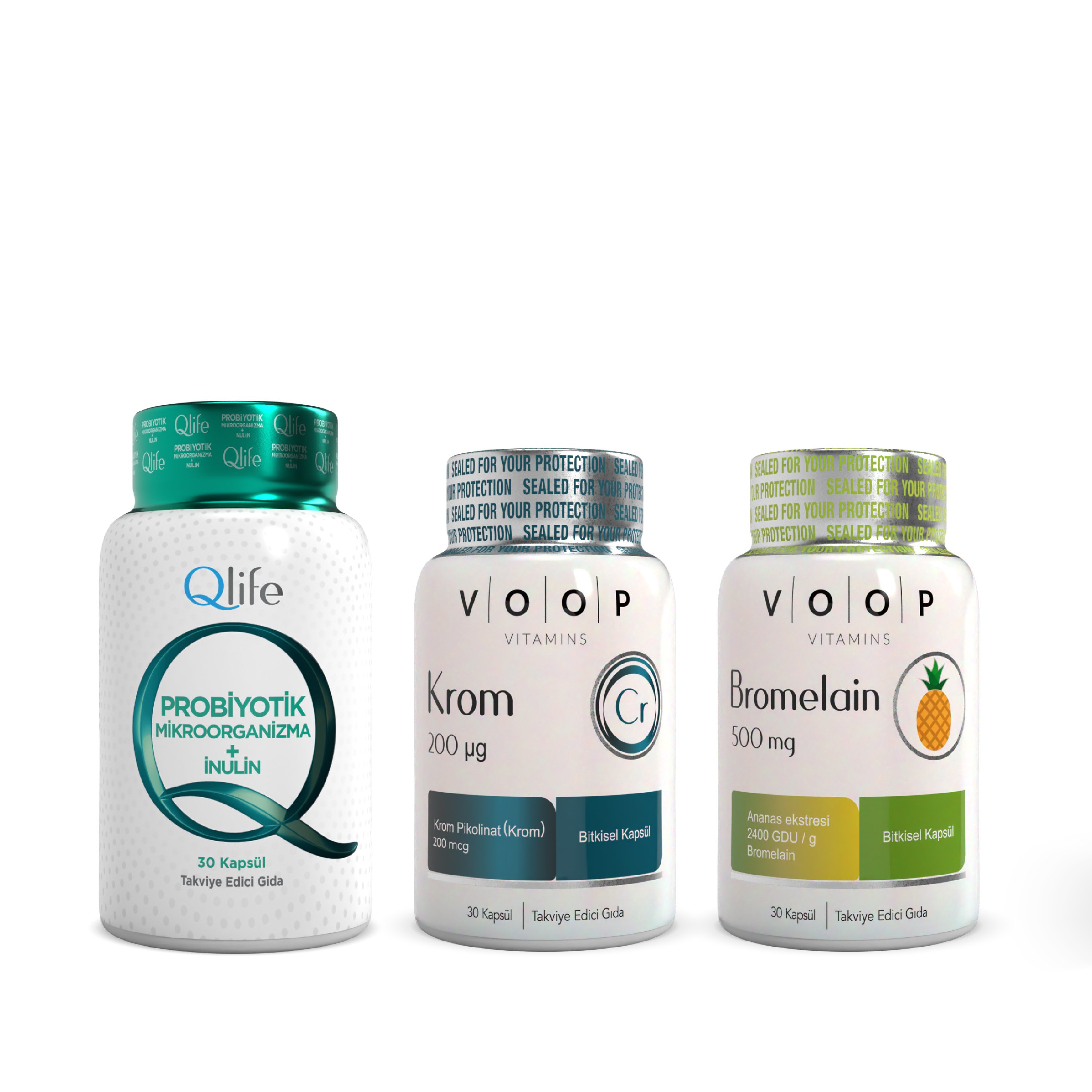 Formunu Yakala Seti — VOOP Krom & Bromelain + Qlife Probiyotik 