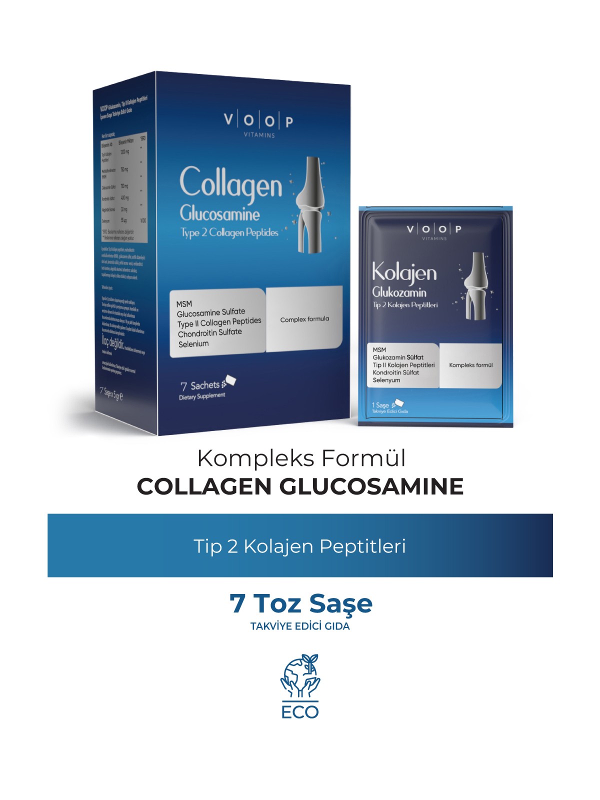 Kas, Eklem & Enerji Desteği Seti — VOOP Magnezyum 30 Tablet + VOOP Kolajen Glukozamin 7 Saşe 