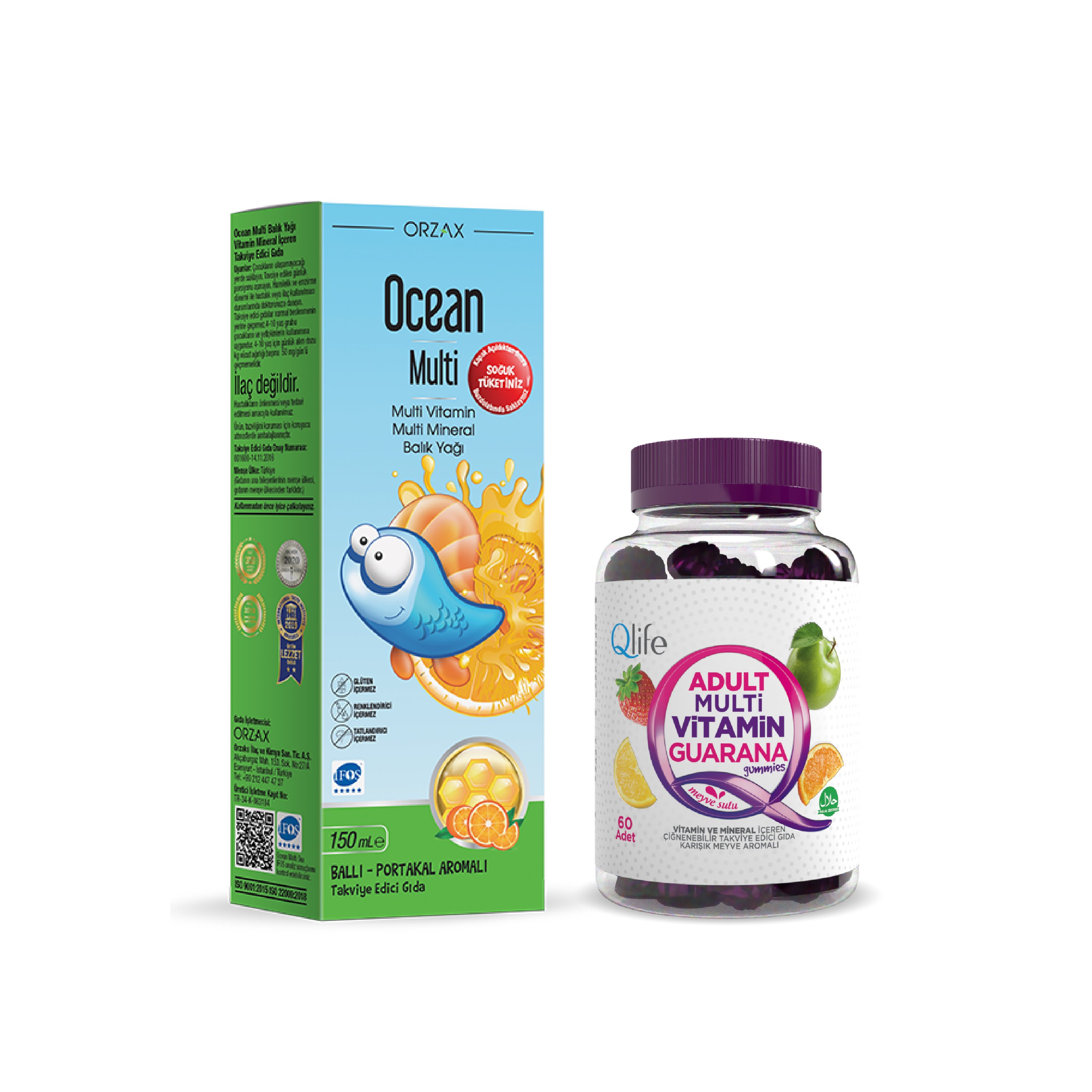 Çocuk & Yetişkin Seti — Qlife Guarana Gummies + Ocean Multi Şurup 