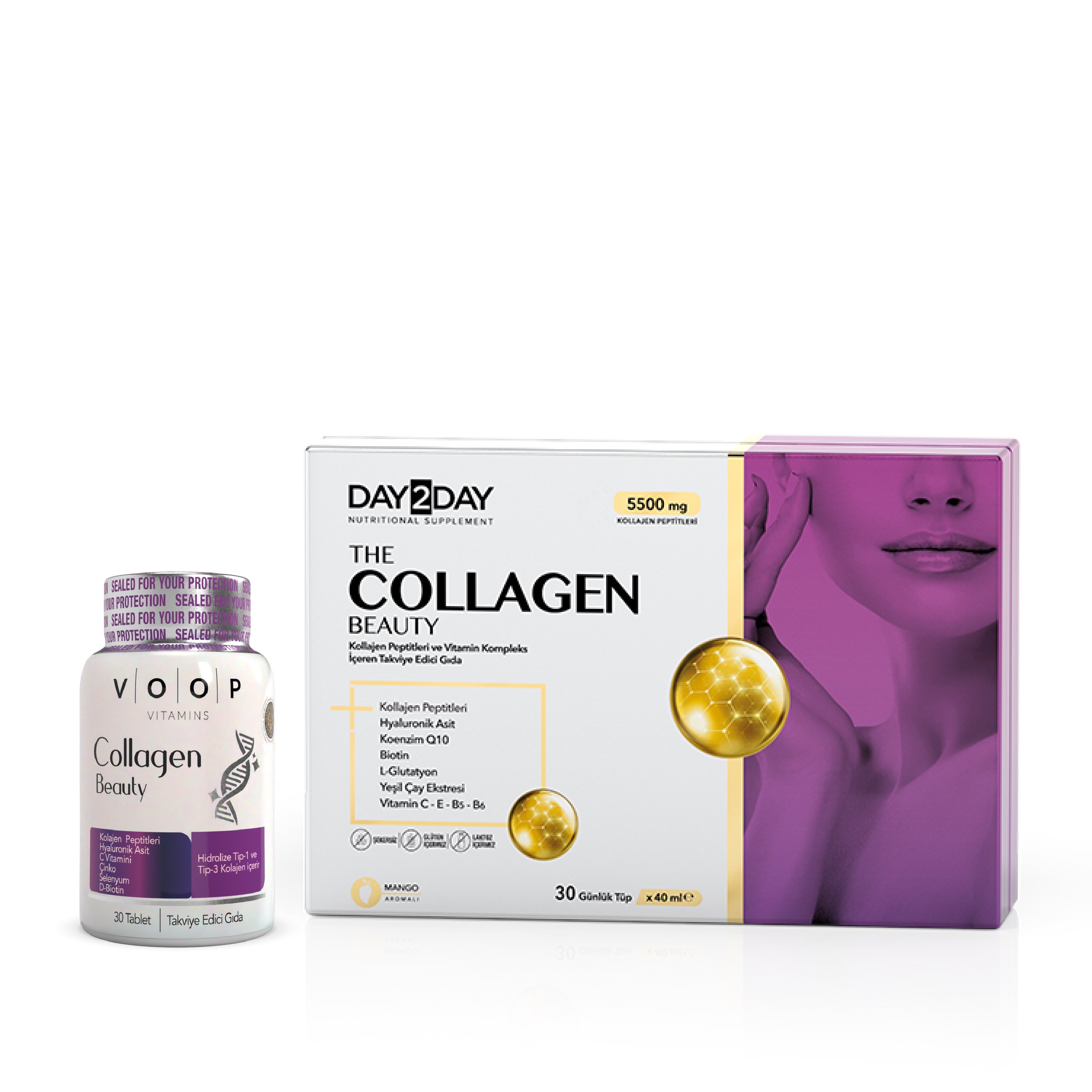 Kolajen Desteği Seti — VOOP Kolajen Tablet + Day2Day Kolajen 30 Tüp