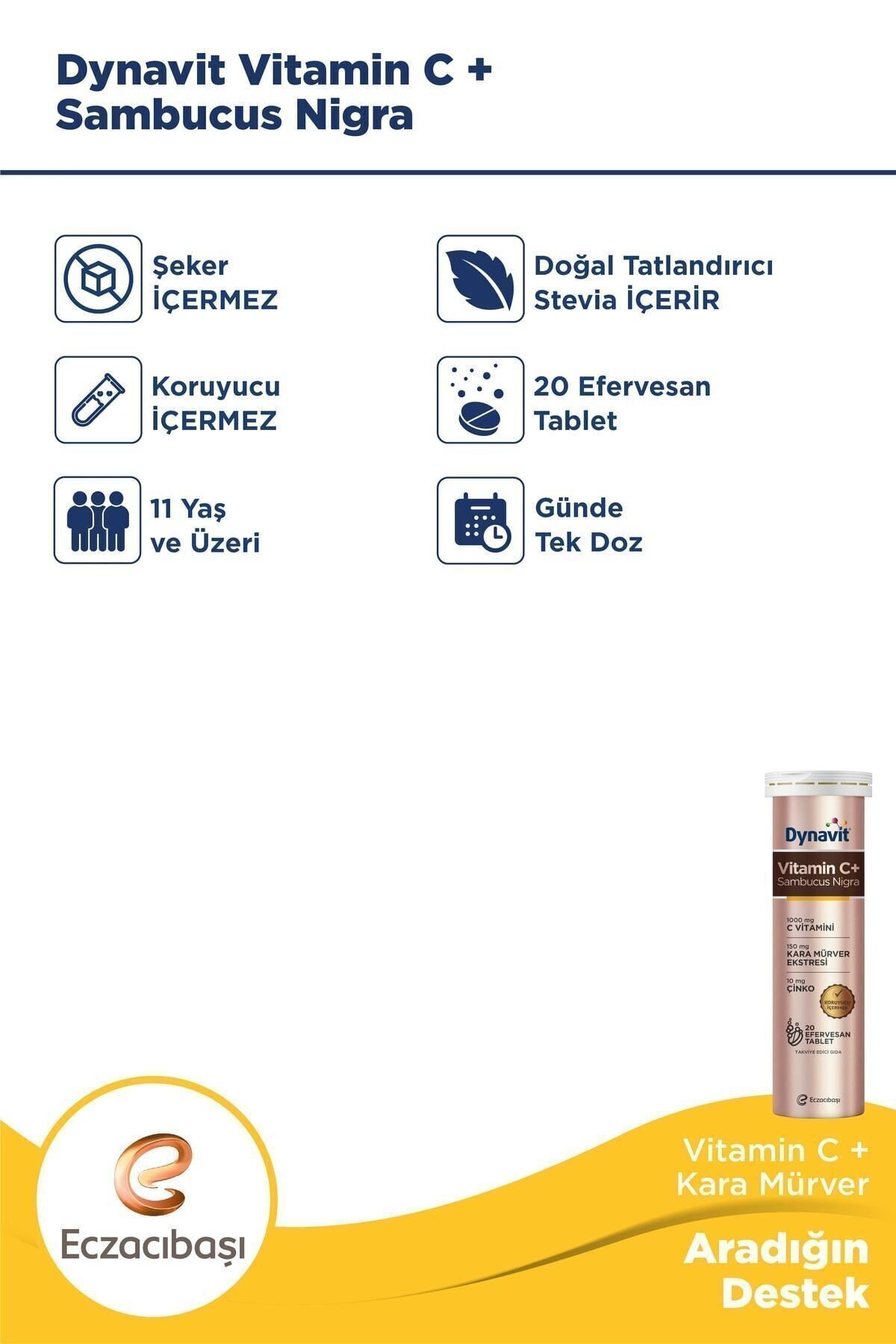 Dynavit Vitamin C+ Sambucus Nigra 20 Efervesan Tablet