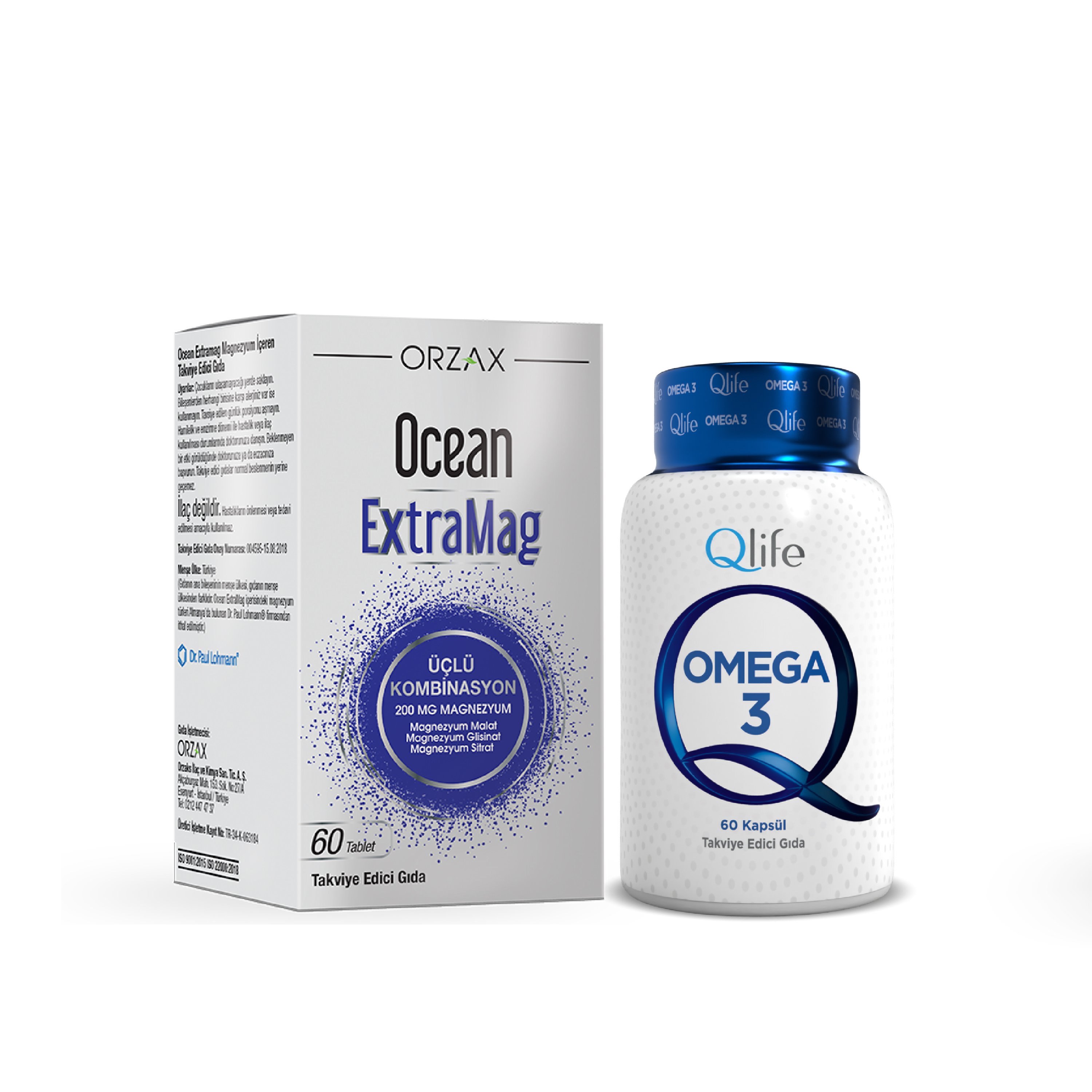Kas & Zihin Desteği Seti — Qlife Omega3 60 Kapsül + Ocean ExtraMag 60 Tablet