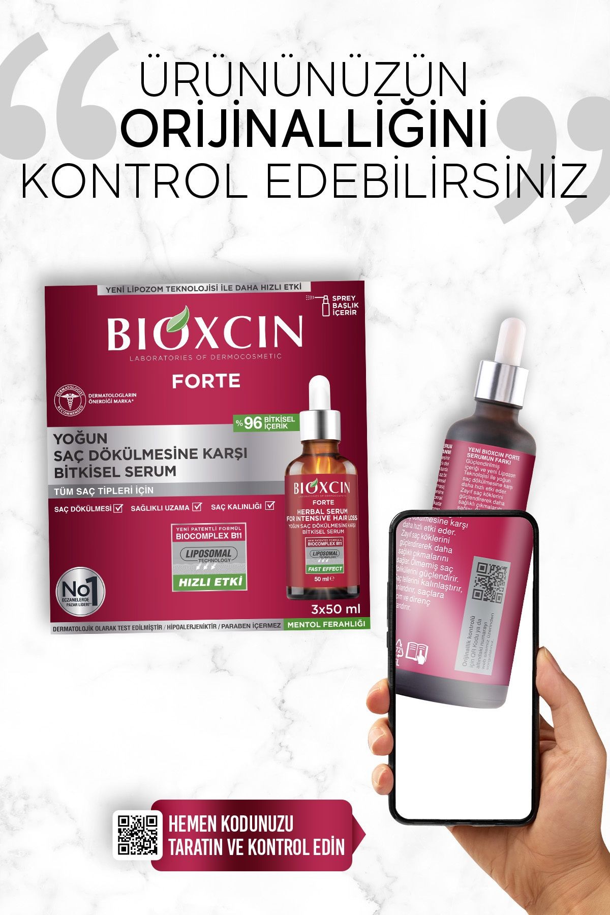 Bioxcin Forte Yoğun Saç Dökülmesine Karşı Bitkisel Serum 3x50ml