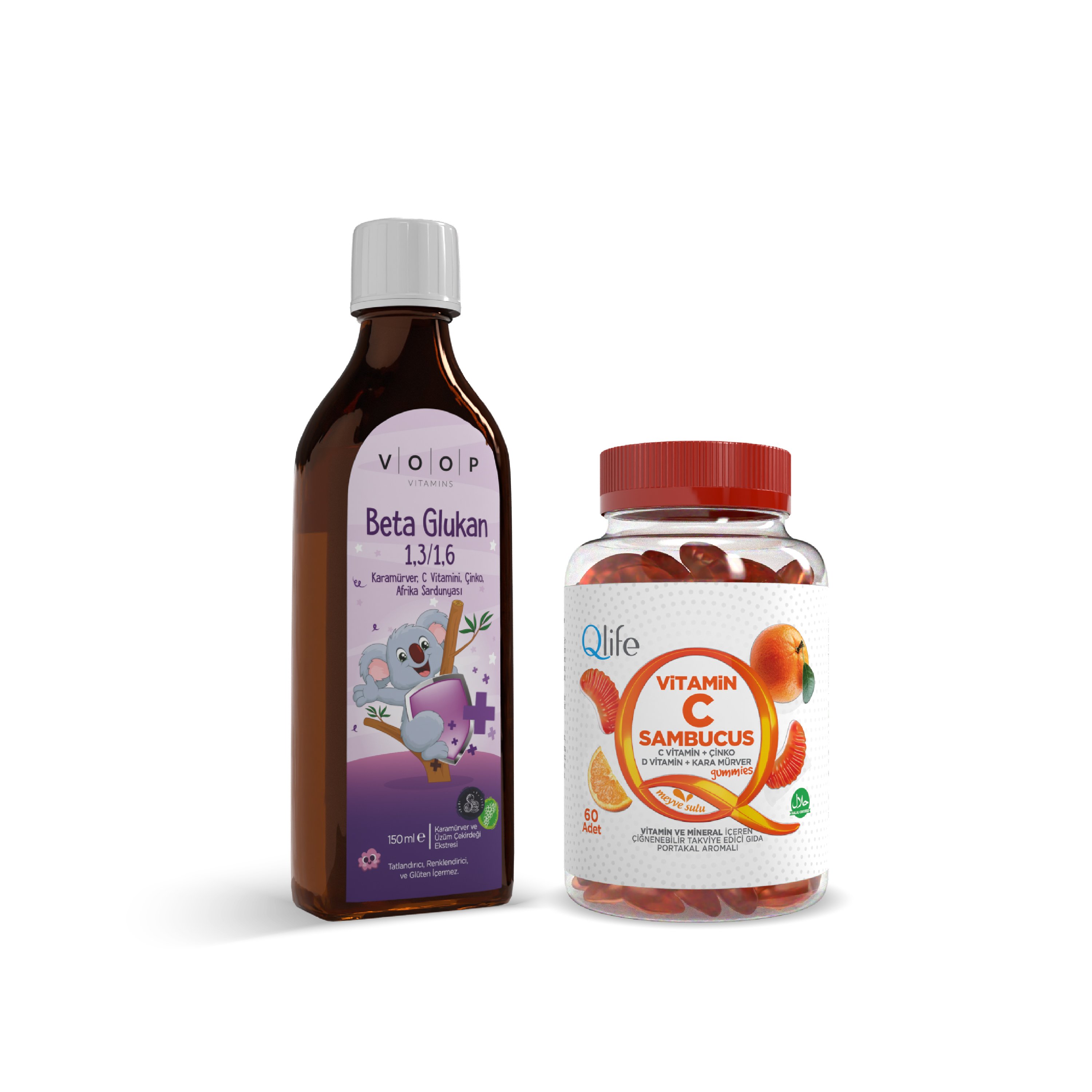Çocuk Bağışıklık Seti — VOOP Beta Glukan Şurup + Qlife Vitamin C Gummies