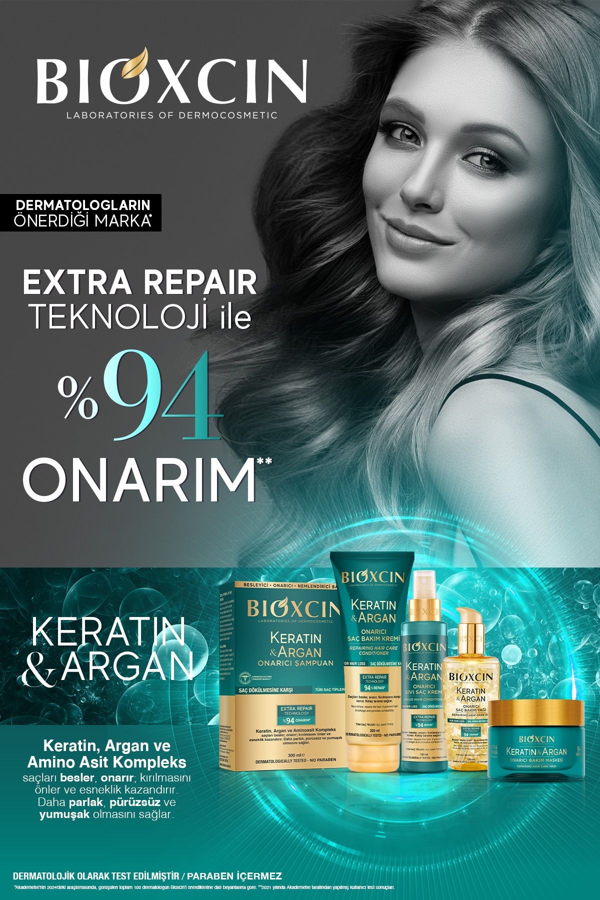 Bioxcin Keratin & Argan Onarıcı Bakım Şampuan 300 ml 3 Al 2 Öde - Yıpranmış Ve Hassas Saçlar