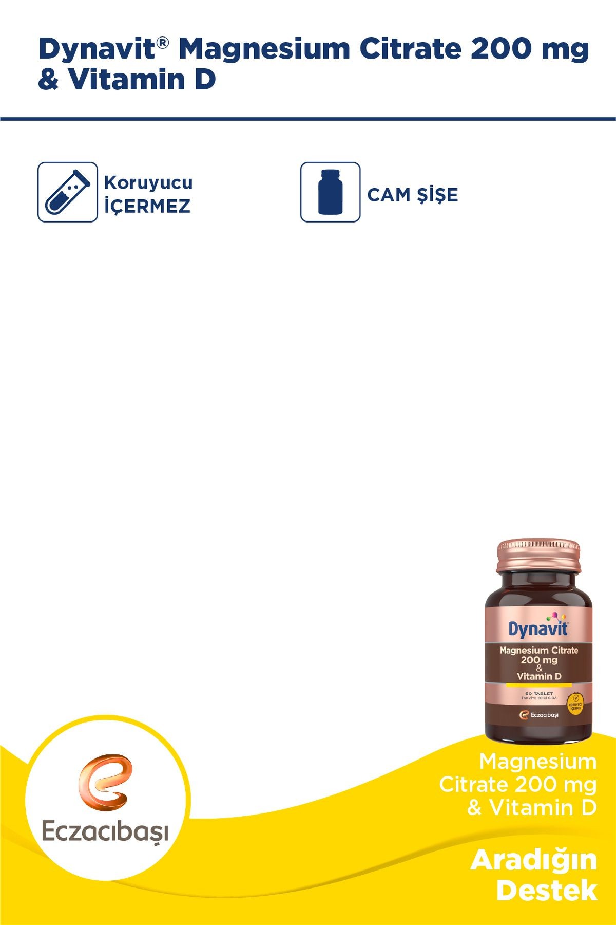 Dynavit Magnesium Citrate 200 mg & Vitamin D 60 Tablet