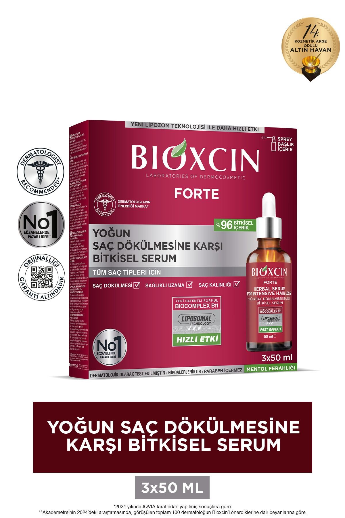 Bioxcin Forte Yoğun Saç Dökülmesine Karşı Bitkisel Serum 3x50ml