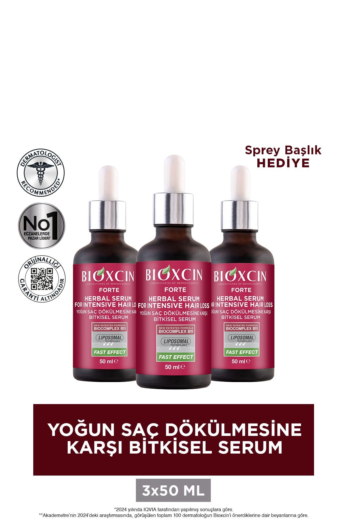 Bioxcin Forte Yoğun Saç Dökülmesine Karşı Bitkisel Serum 3x50ml