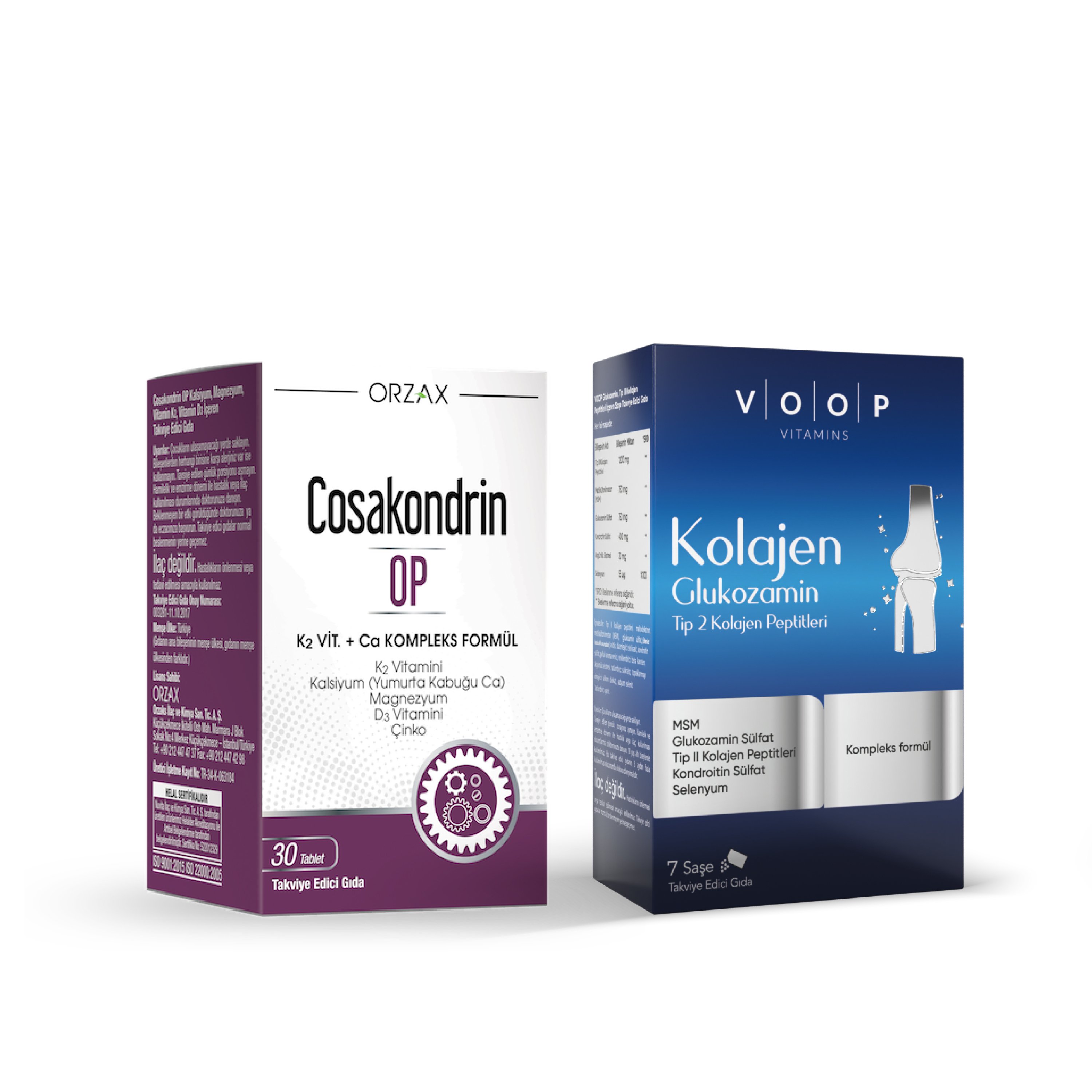 Kas, Kemik, Eklem Desteği Seti — VOOP Glukozamin 7 Saşe + Cosakondrin OP 