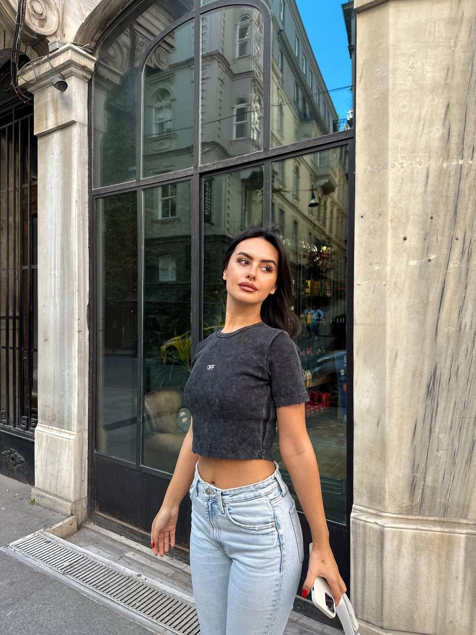 Off Yazılı Kısa Tshirt