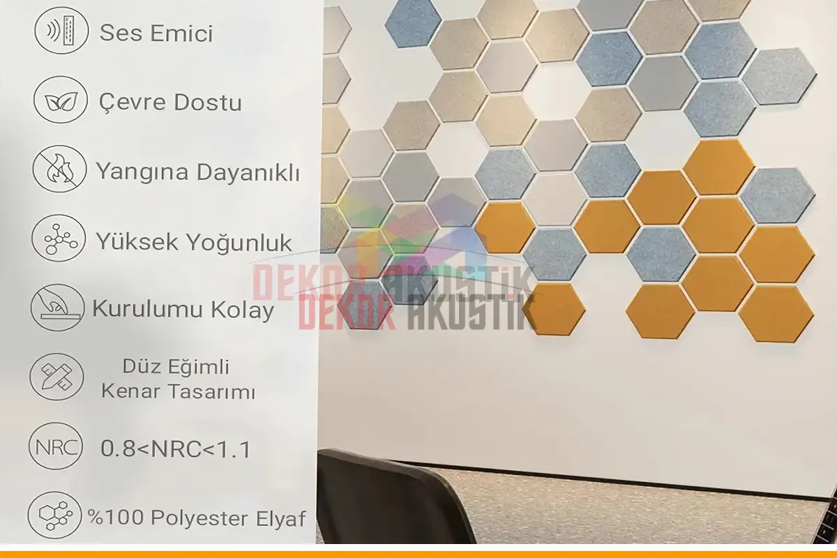 Akustik Altıgen Keçe Panel ( 16'lı paket )