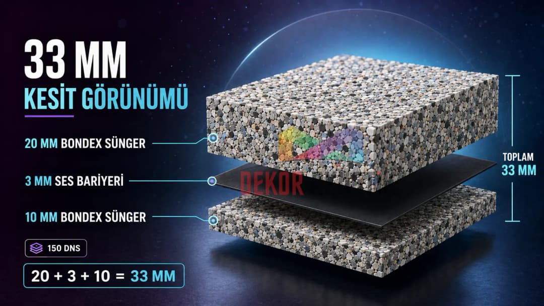 33 mm bariyerli bondex sünger kesit görünümü